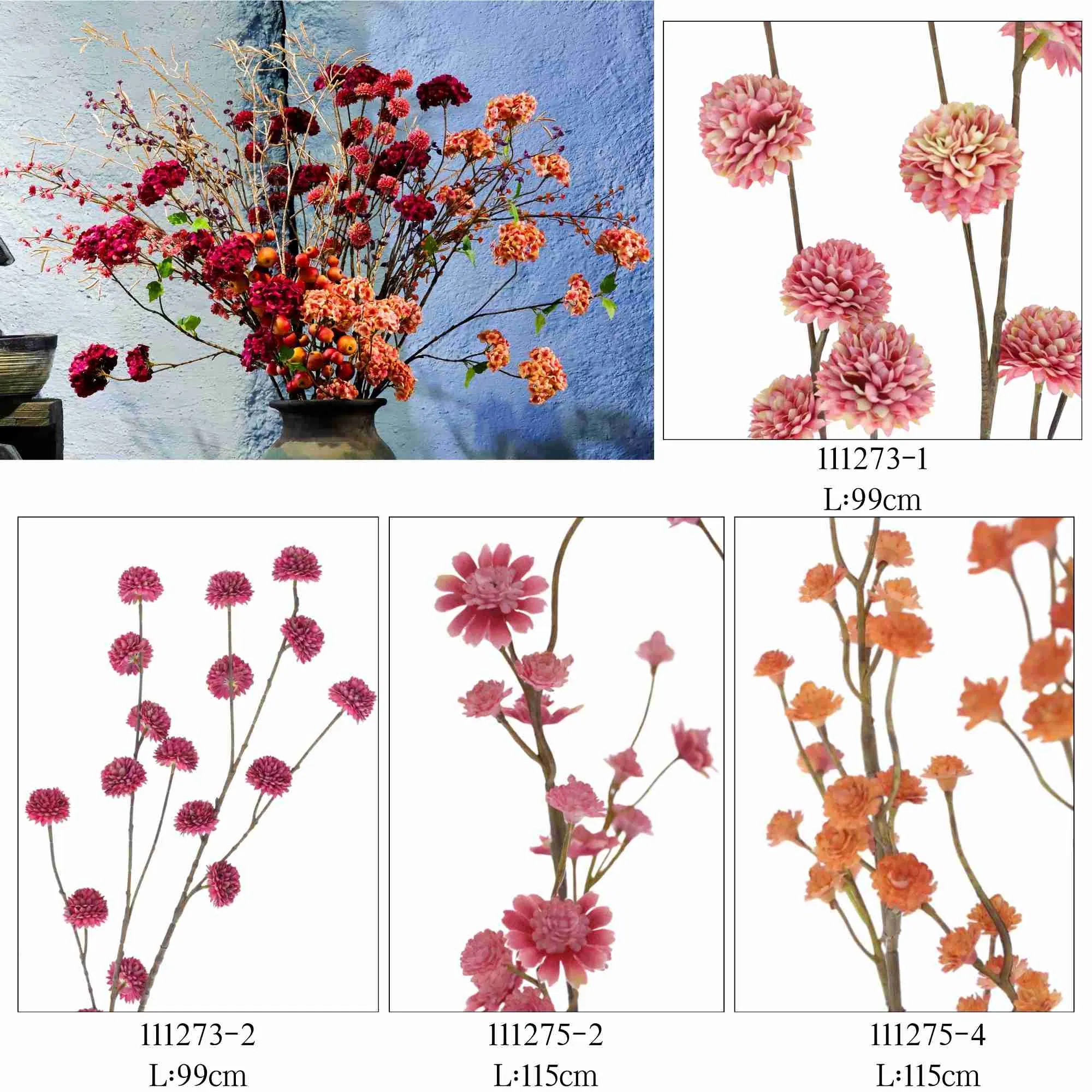 Wholesale Artificial Bushes for Garden Faux Flora Silk Flowers Plastic Flower Arrangements