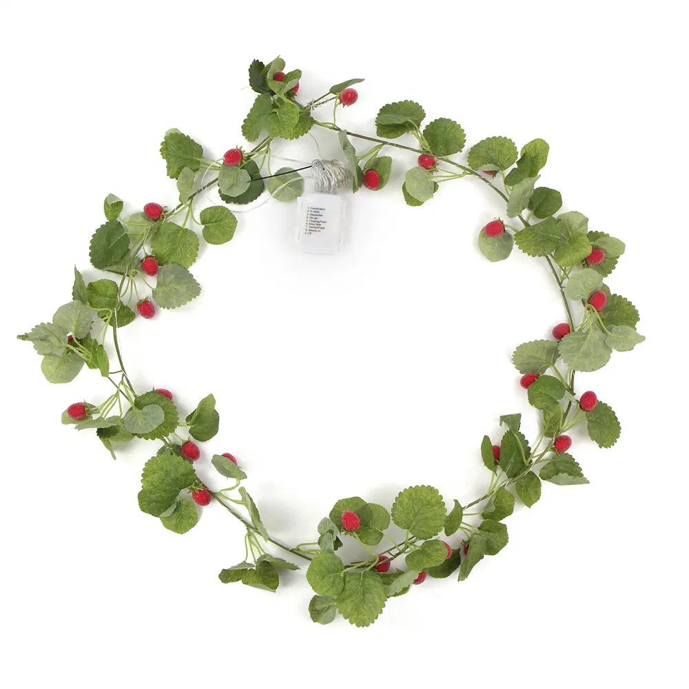 Party Decorative Artificial Hanging Plants Strawberry Fruit Garden Vine Willow Leaves