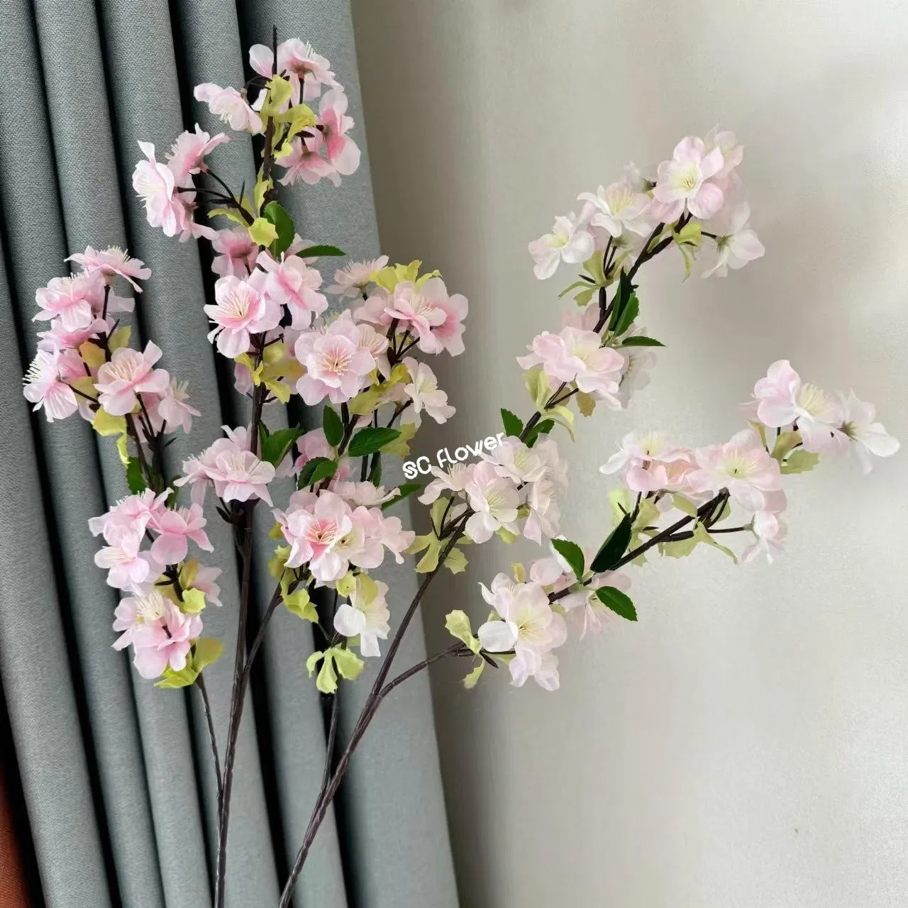 Long Stem Hanging Plum Flowers Silk Artificial Cherry Blossom Flowers for Floral Arrangement