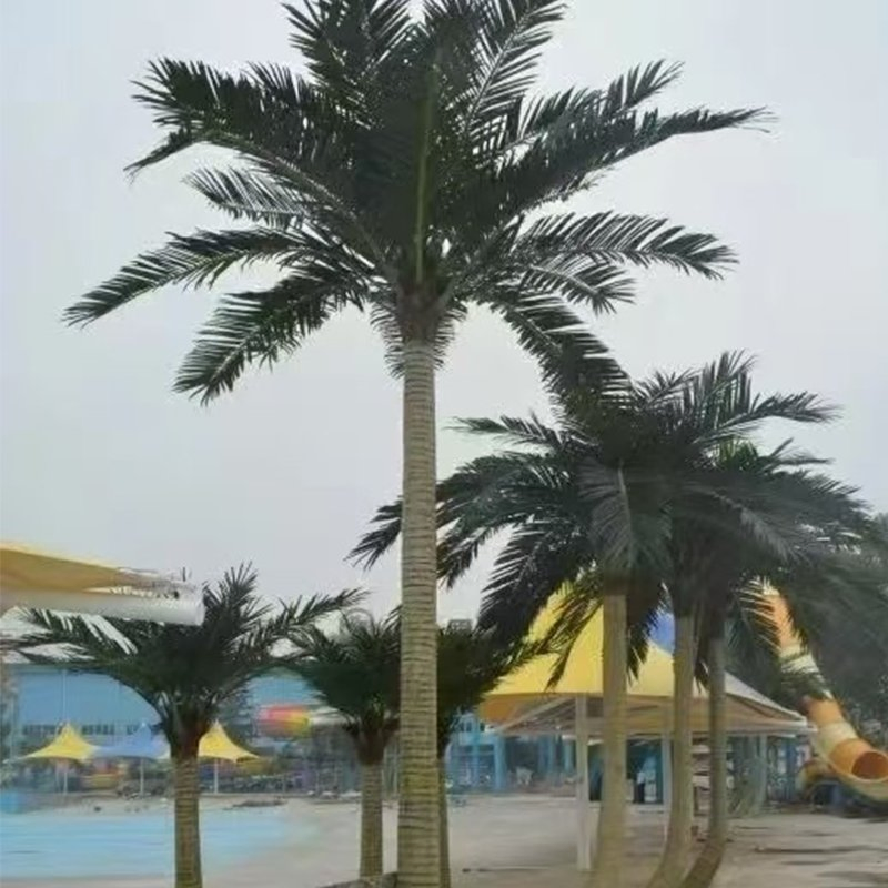 Large Outdoor Artificial Date and Coconut Palms Tree Durable Stylish Fire Retardant Faux Plants Stylish Outdoor Decoration