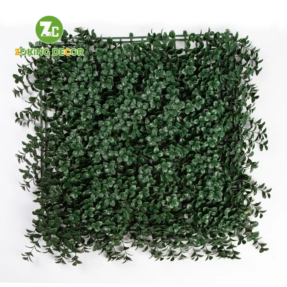 Zc Artificial Plastic Creeper Boxwood Hedge Moss Grass Indoor Plant Vertical Panels Leaves Green Wall System for Decoration