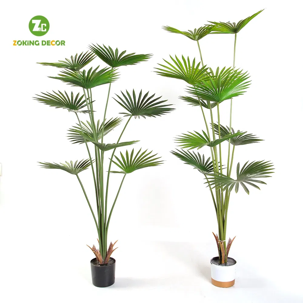 Zc Faux Hawaii Palm Green Plants Trunks Plastic Artificial Palm Tree