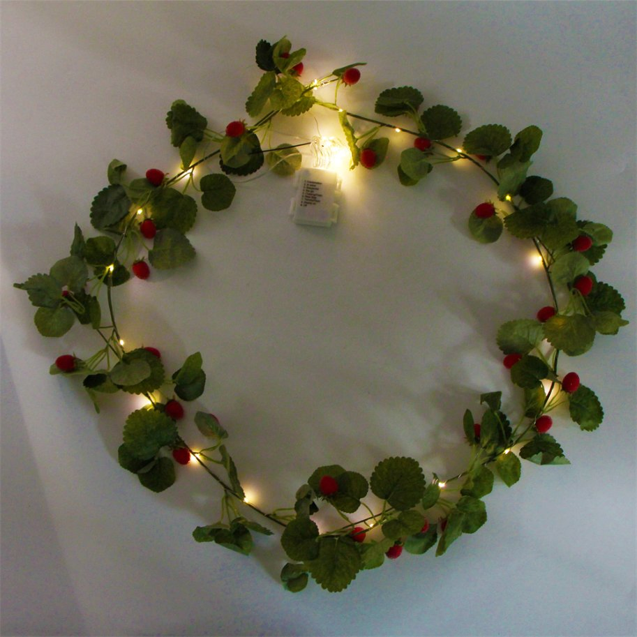 Party Decorative Artificial Hanging Plants Strawberry Fruit Garden Vine Willow Leaves