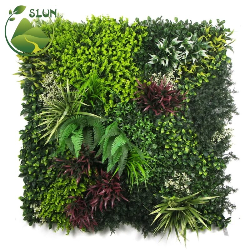 Home Outdoor Garden Decor UV Protected Faux Plastic Green Grass Wall Backdrop Panel Artificial Plant Grass Wall for Decor