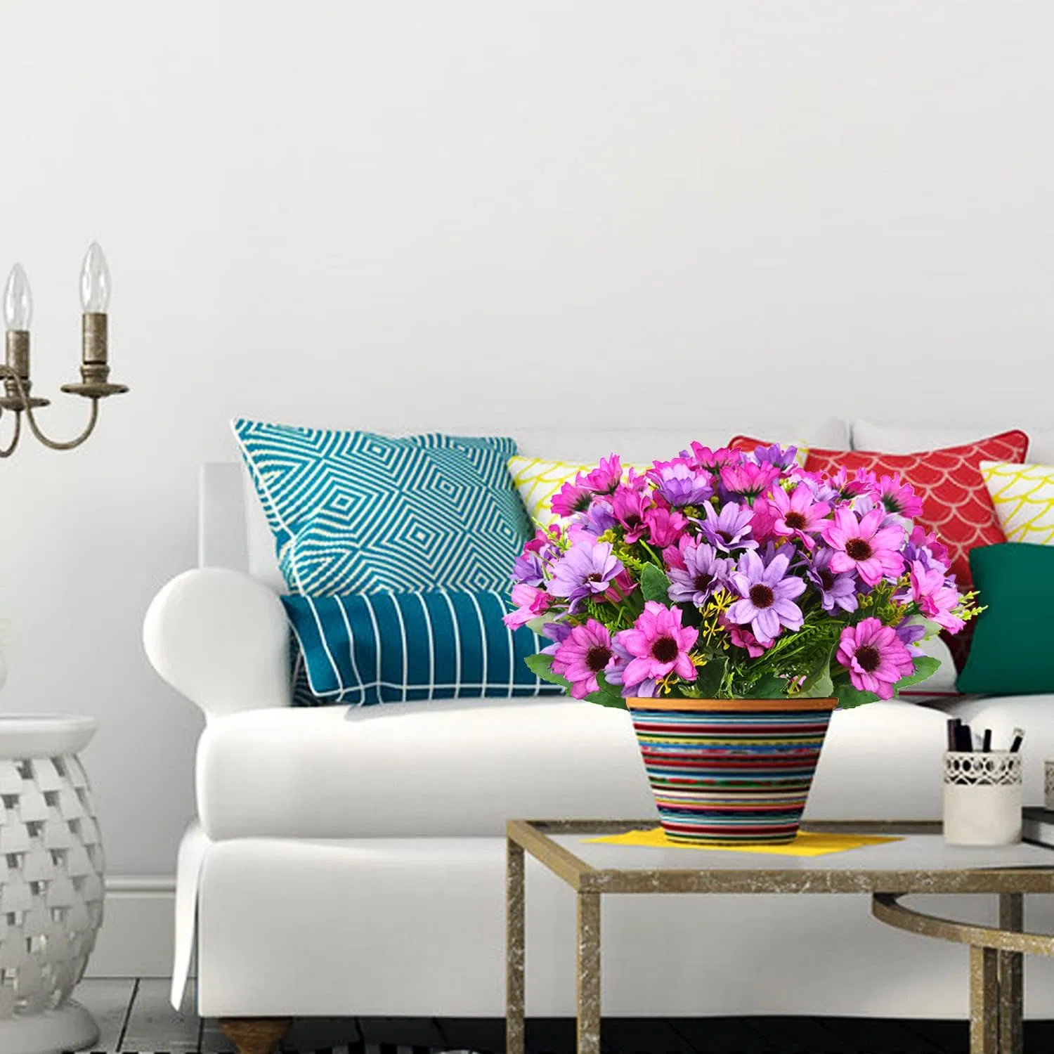 Artificial Wildflowers Fake Daisy Silk Faux Flowers with Stems Arrangements