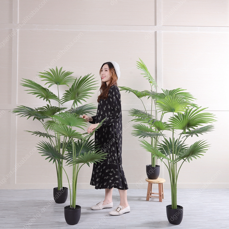 Home Decoration Potted Bonsai Artificial Fan Palm Plants Simulation Fan Palm Trees