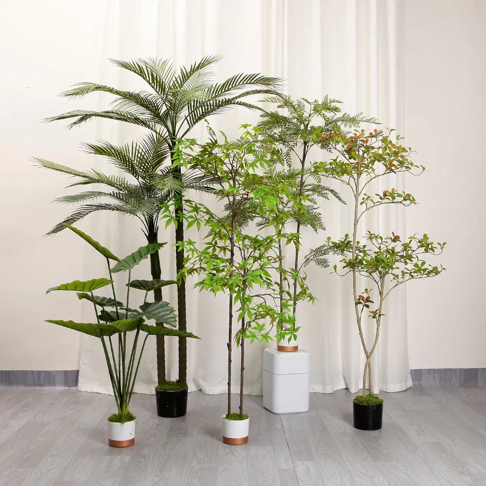 Artificial Alocasia Tree Potted Plants Plastic Bonsai Artificial Tree