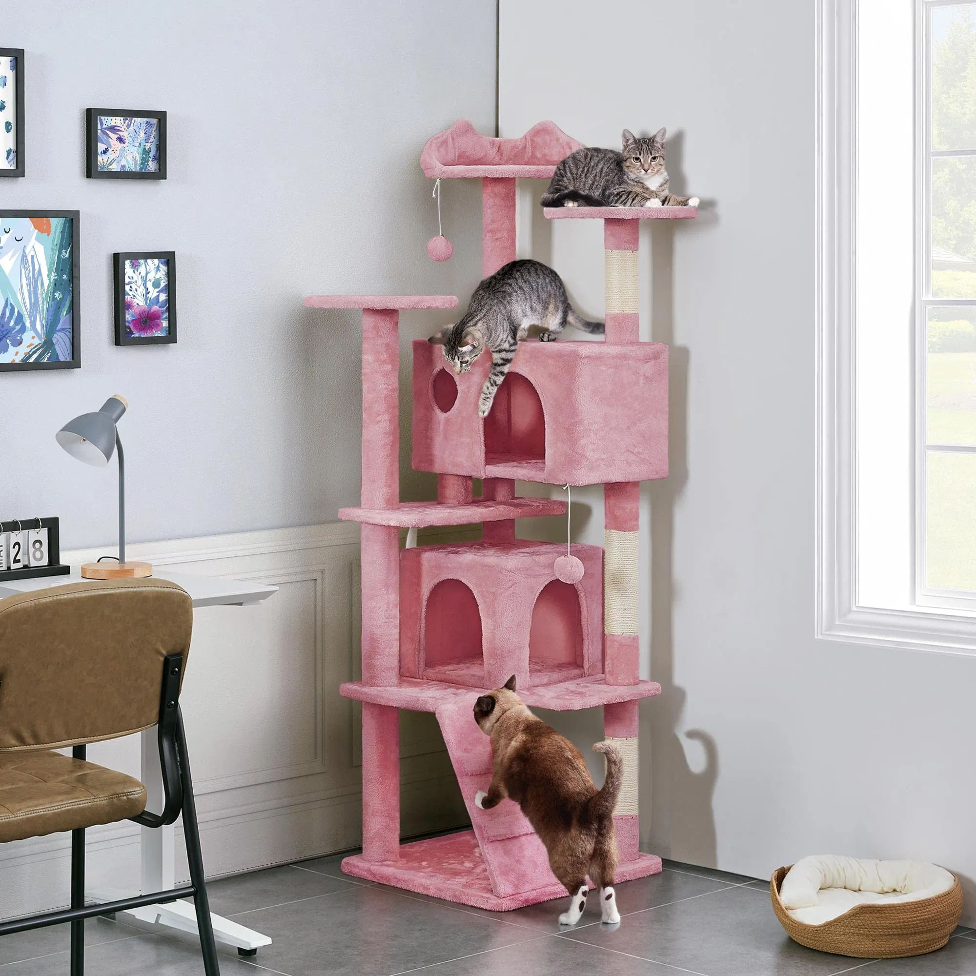 Manufacturer Wholesale Wooden Sisal Climbing Scratcher Cat Tree Tower Large