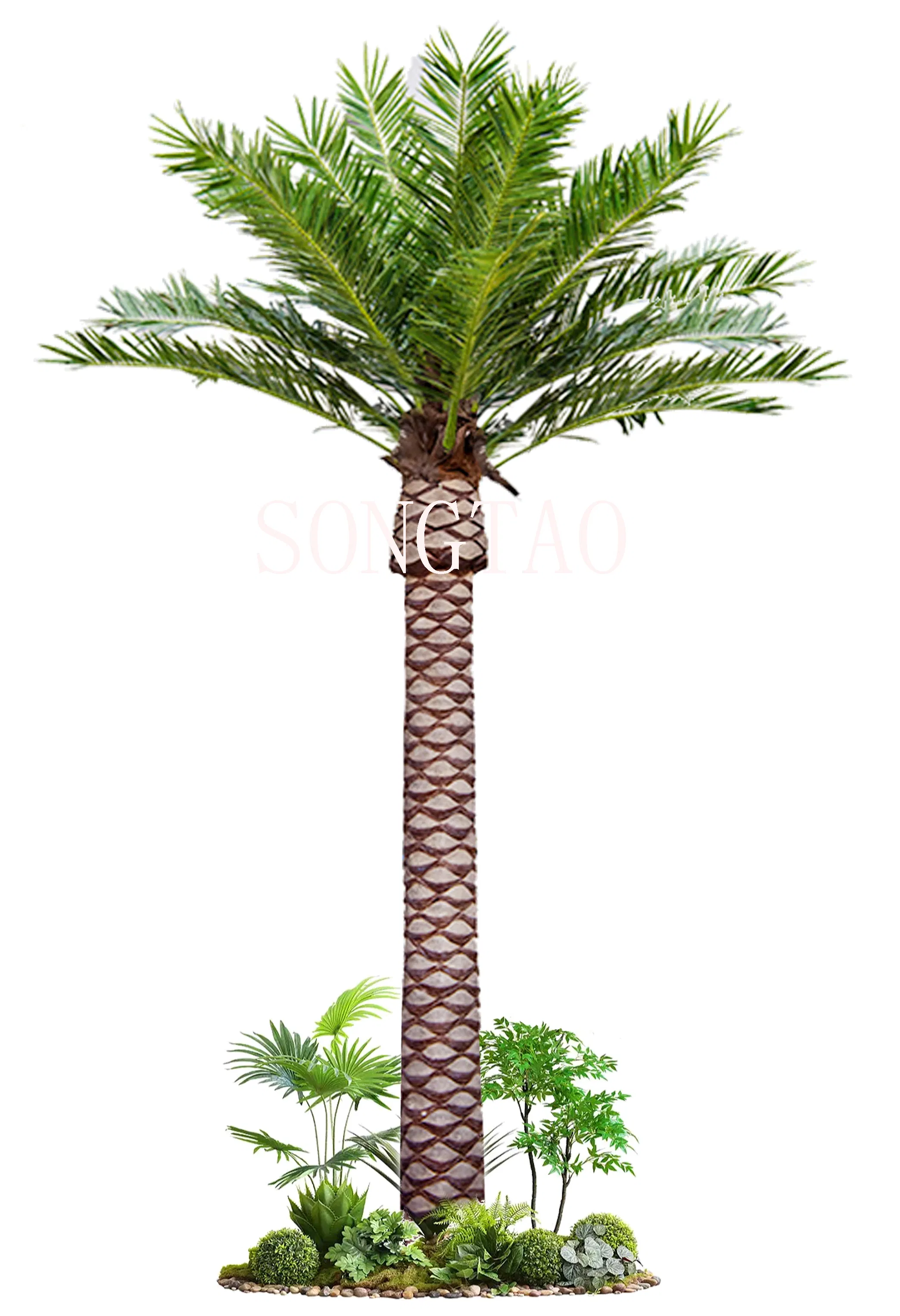 Outdoor Decor Faux Big Plants Fiberglass Trunk Washington Palm Tree Artificial Coconut Tree