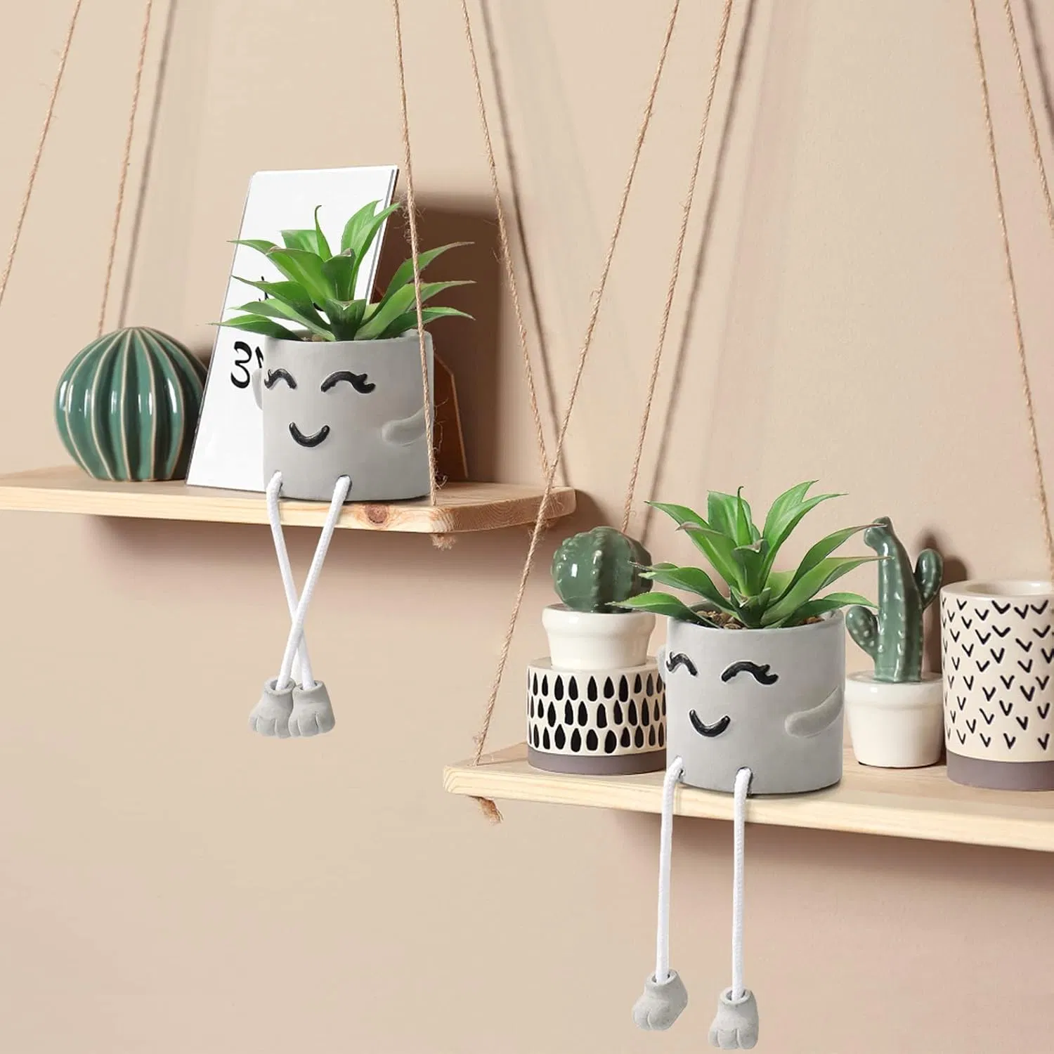 Artificial Potted Plant Cute Fake Succulent Plant with Hanging Leg