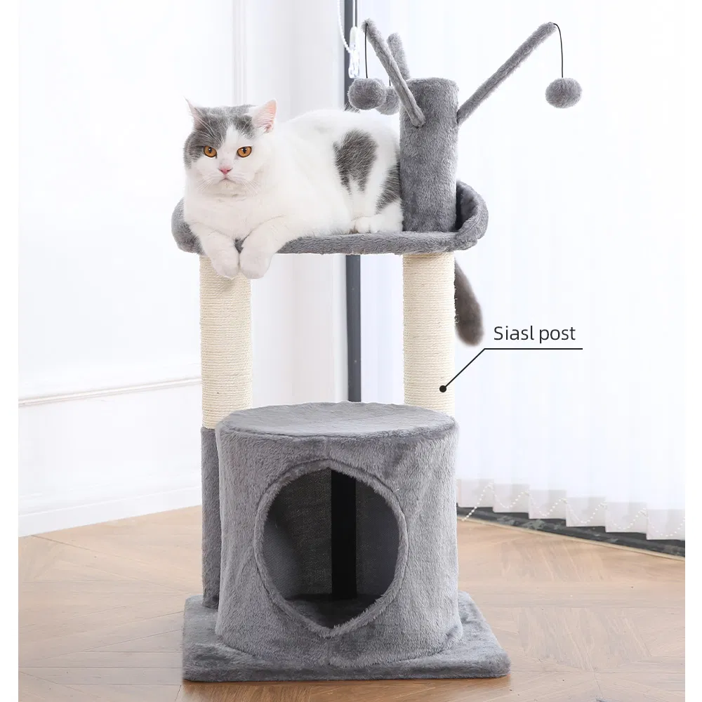 Pet Products Large Plush Adjustable Kitty Tower Removable Cat Teaser Pole Cat Tree