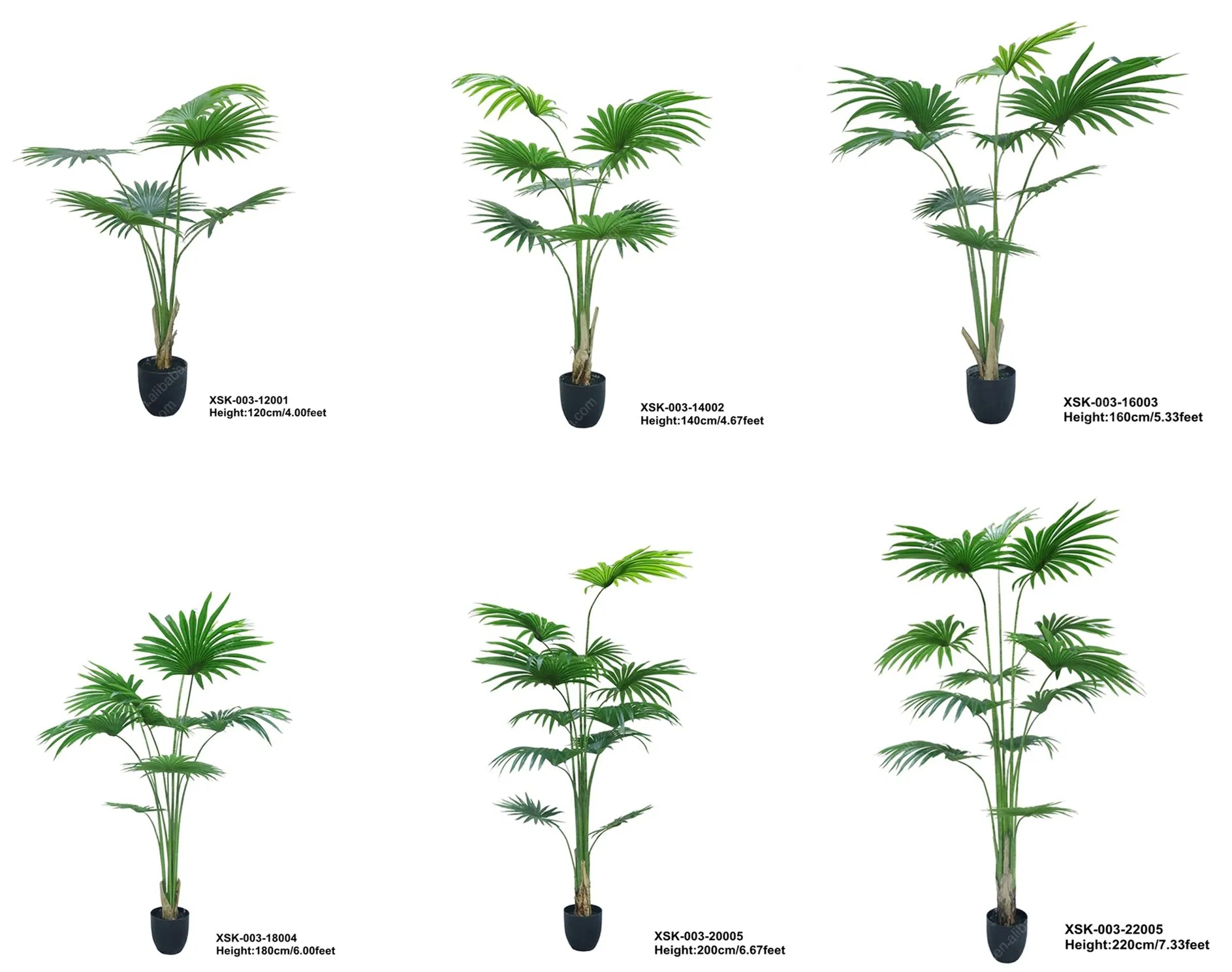 Home Decoration Potted Bonsai Artificial Fan Palm Plants Simulation Fan Palm Trees
