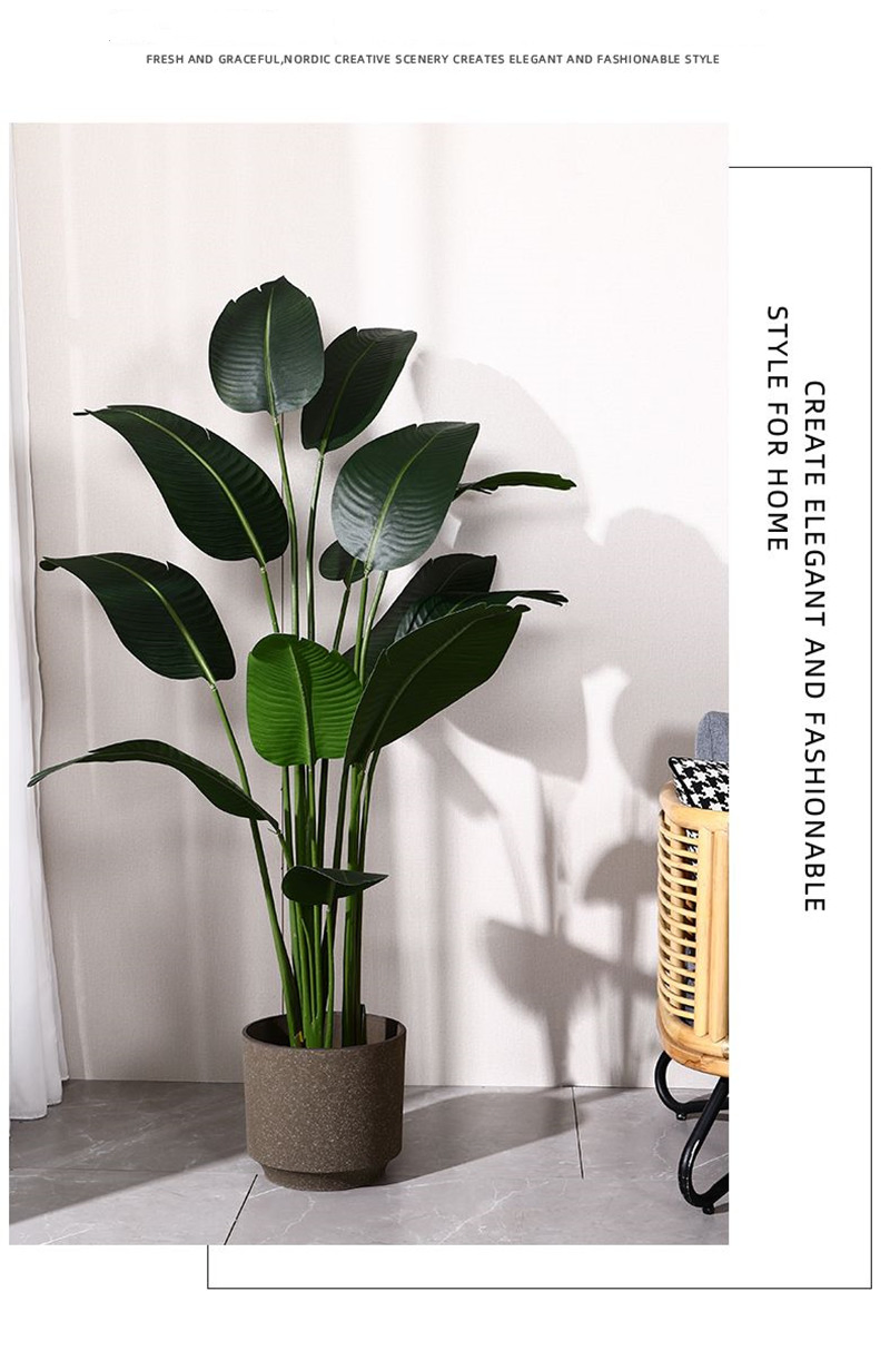 Artificial Potted Plant Manufacturer Artificial Trees Bonsai Leaves Plastic Tree Leaf Decorative Indoor Home Decor Garden Banana / Palm Trees