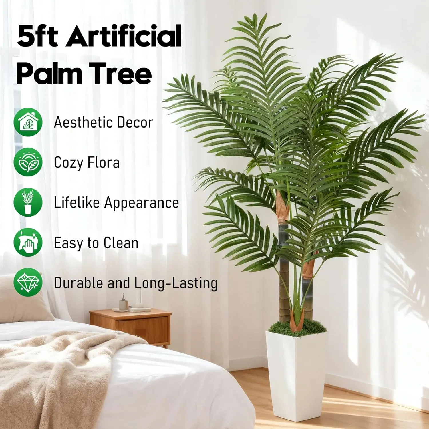 High Quality Faux Artificial Palm Tree Plants in Pot for Indoor Outdoor Modern Decoration