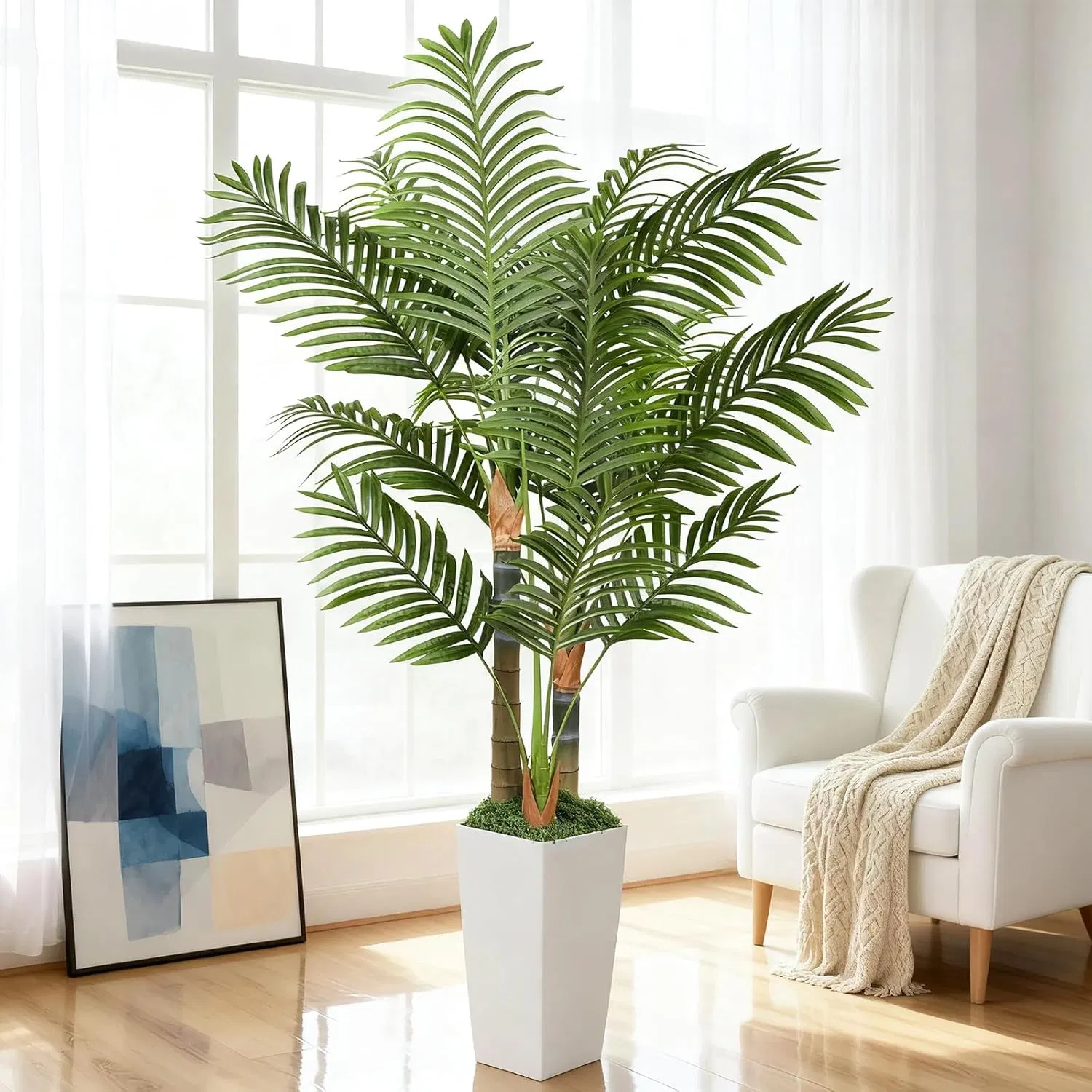 High Quality Faux Artificial Palm Tree Plants in Pot for Indoor Outdoor Modern Decoration