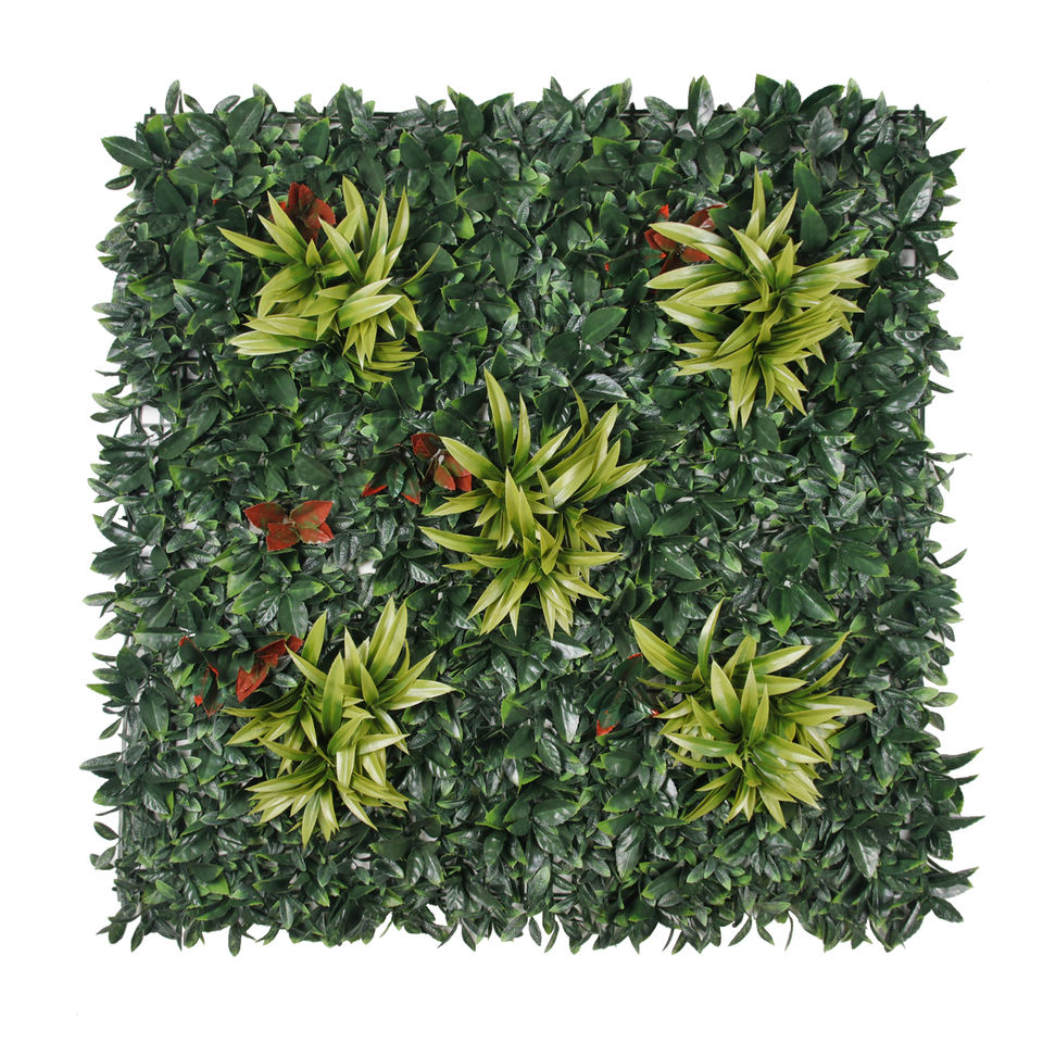 Outdoor UV Resisted PE Faux Hedge Tropical Grass Plants Wall Outside Artificial Green Wall Panel Vertical for Home Garden Decor