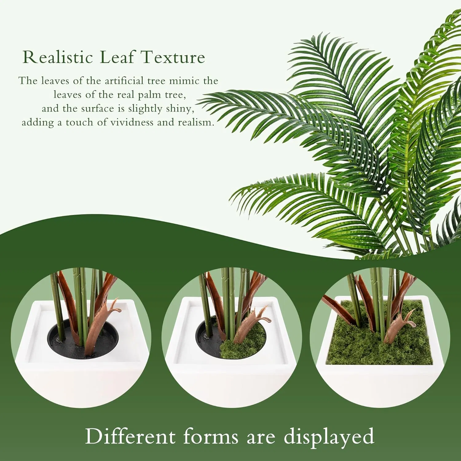 UV Protected High Simulation Artificial Plant Faux Palm Tree Decor