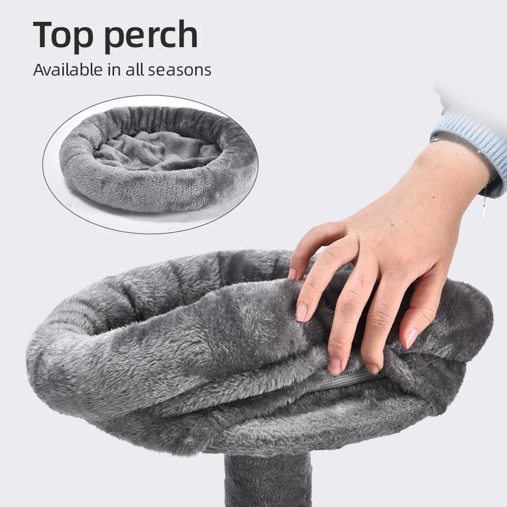 Pet Products Large Plush Adjustable Kitty Tower Removable Cat Teaser Pole Cat Tree