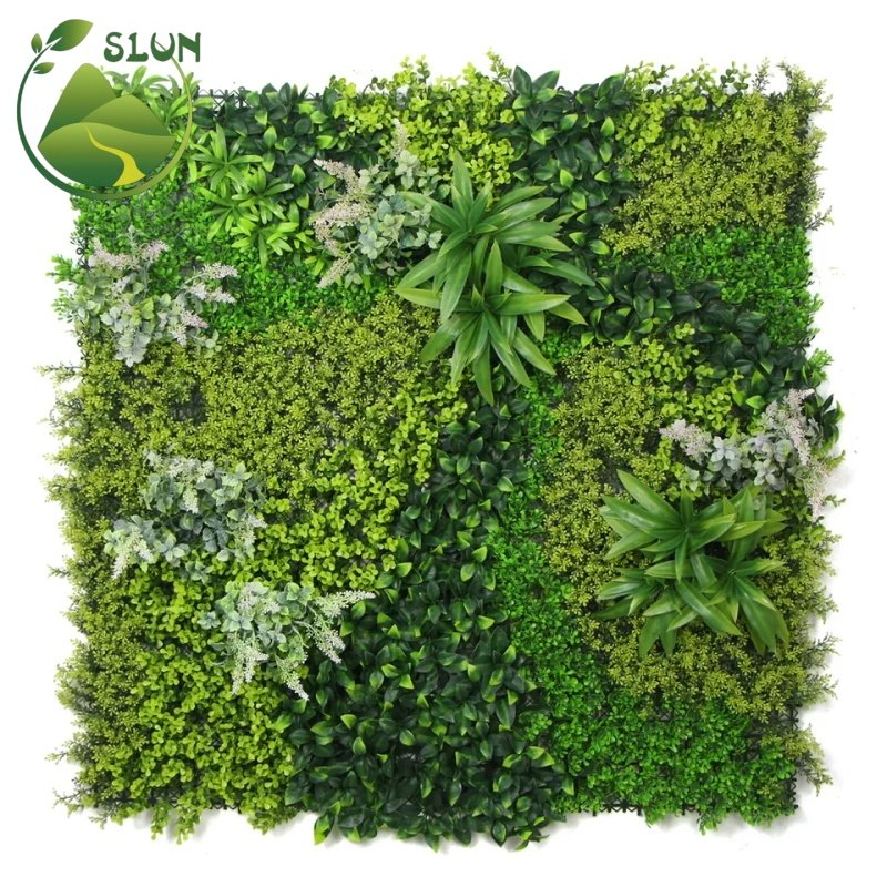 Home Outdoor Garden Decor UV Protected Faux Plastic Green Grass Wall Backdrop Panel Artificial Plant Grass Wall for Decor