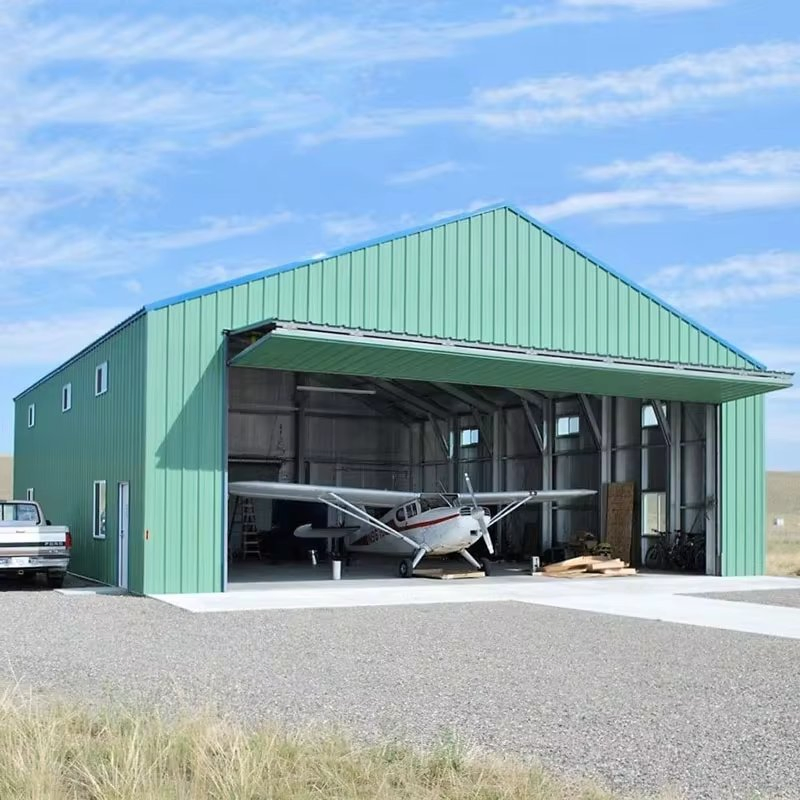 Customizable Design Large Clear Span Prefabricated Steel Structure Construction Aircraft Hangar Shed Prefab Metal Light Steel Frame Metal Helicopter Hanger