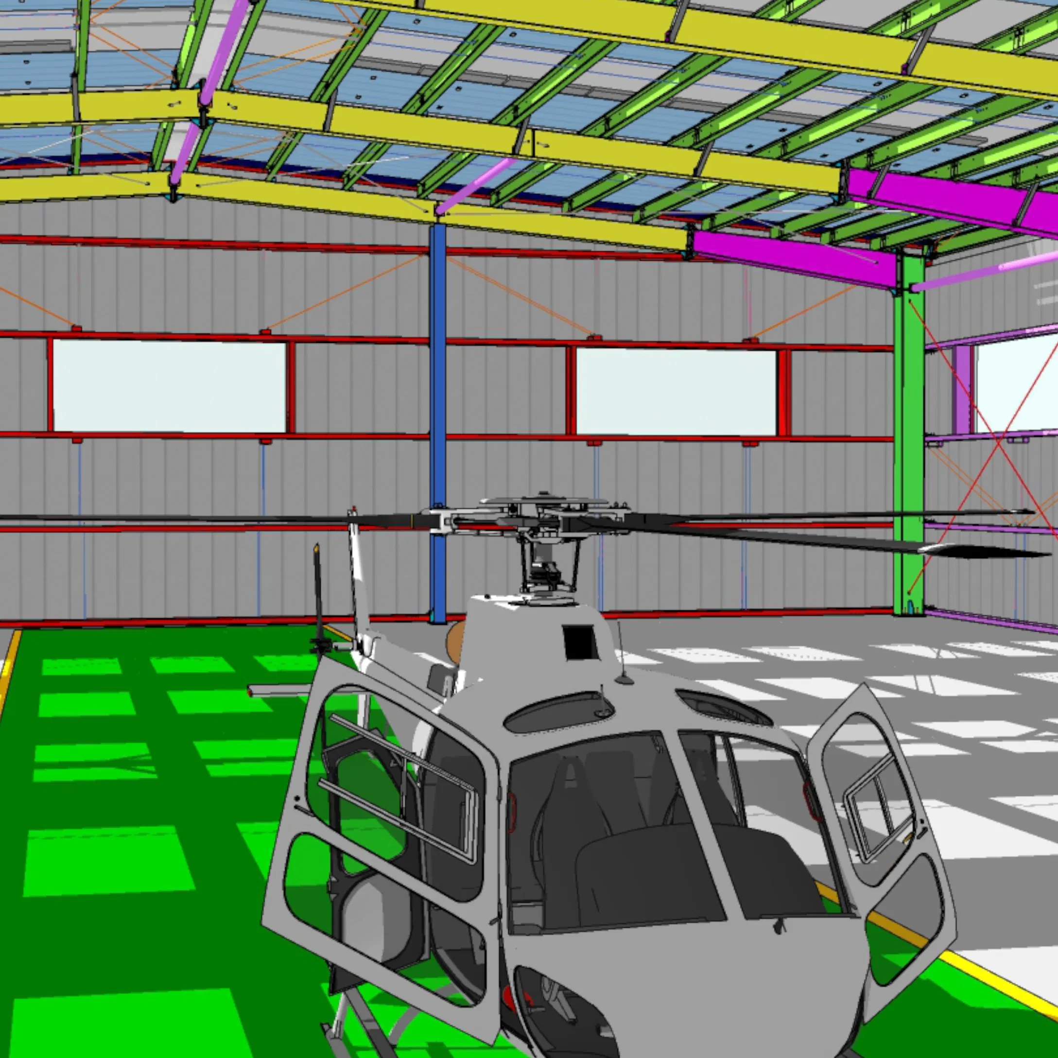 Prefabricated Metal Steel Structure Warehouse Pre-Engineered Light Steel Structure Daylight Aircraft Hangar with Photovoltaic Panel