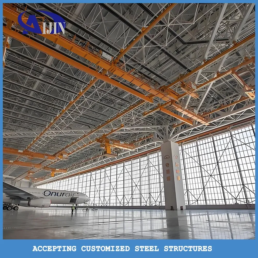 Customized Modern Prefabricated Steel Aircraft Hangar, New Self-Storage Clear Span Hangar Facility for Private Jet Hangar