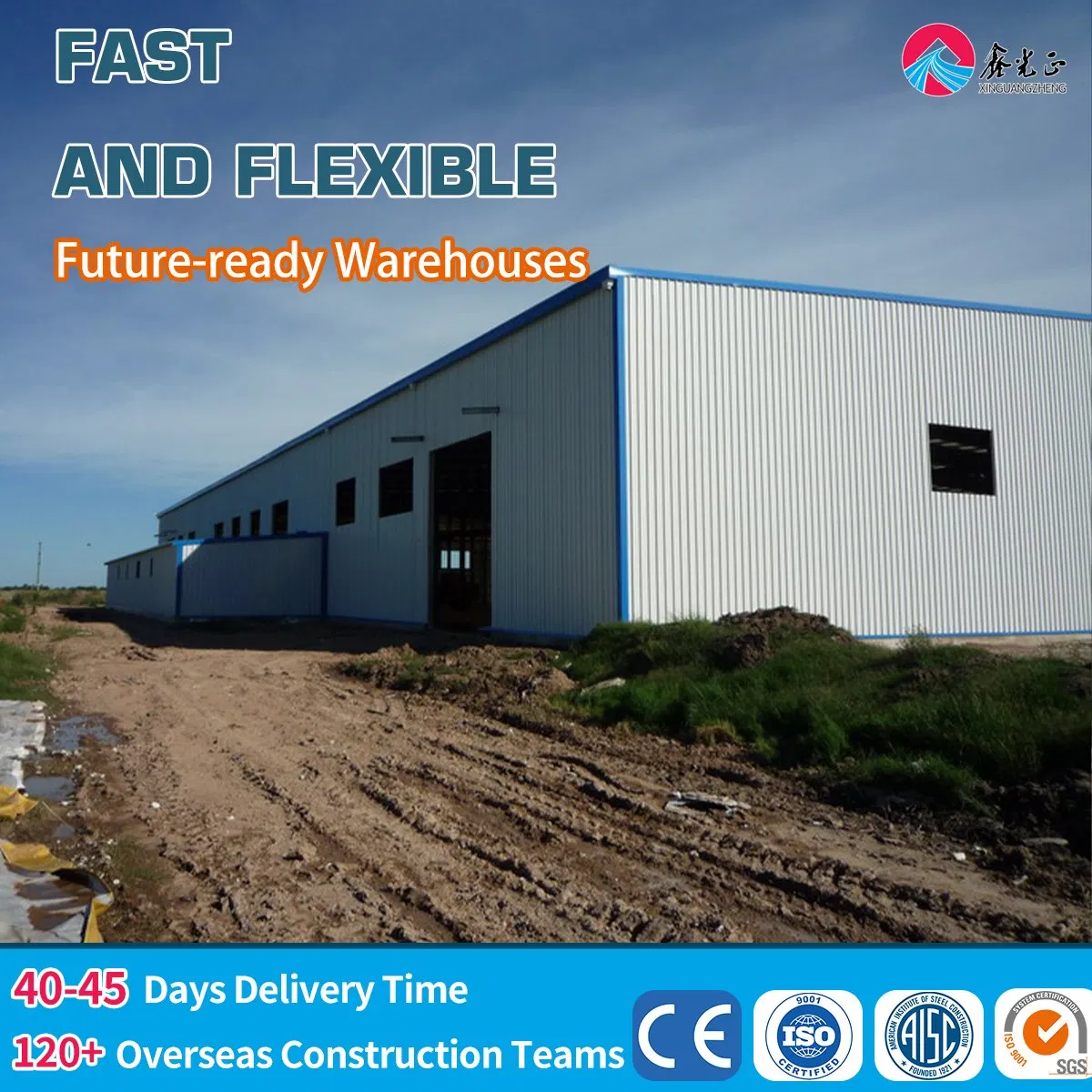 Large Mini Portable Prefabricated Galvanized Portable Light Metal Cold Storage Shed Steel Structure Structural House Exhibition Building Workshop Construction