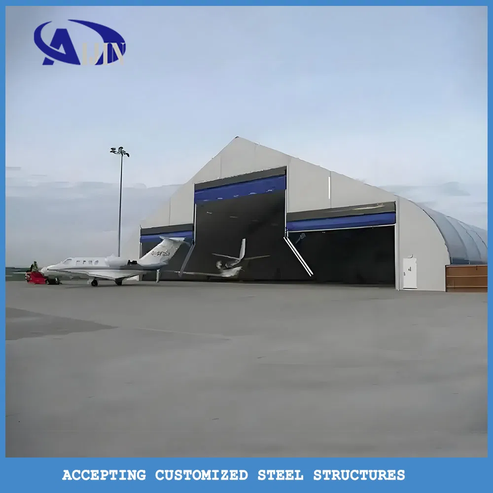 Customized Modern Prefabricated Steel Aircraft Hangar, New Self-Storage Clear Span Hangar Facility for Private Jet Hangar