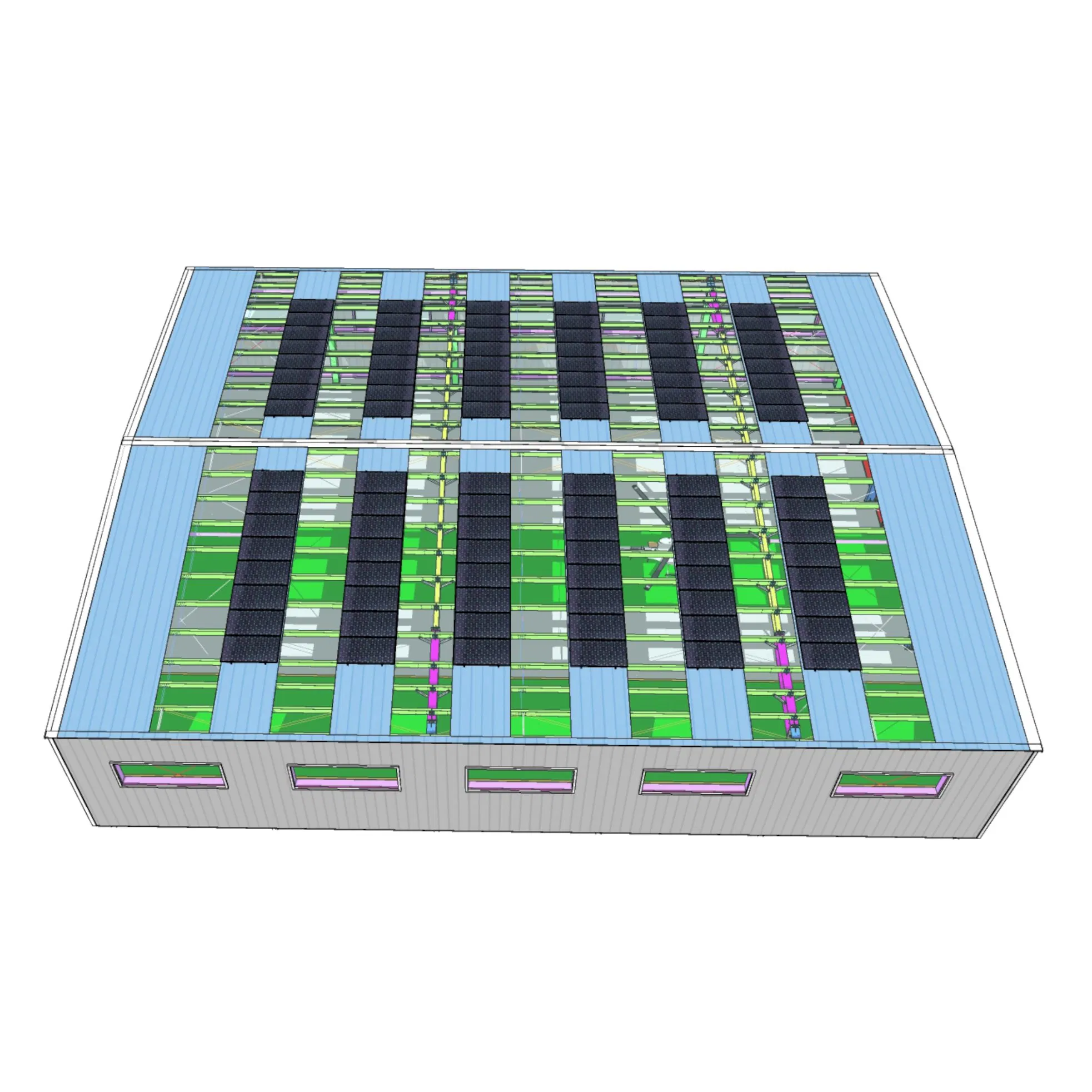 Prefabricated Metal Steel Structure Warehouse Pre-Engineered Light Steel Structure Daylight Aircraft Hangar with Photovoltaic Panel