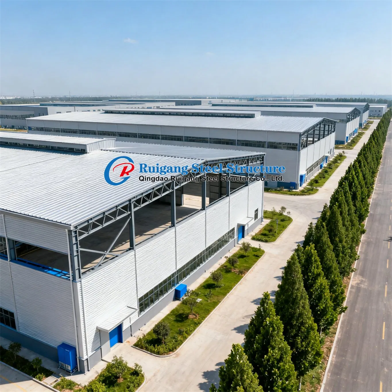 Q345/Q235 Large Span Construction Prefabricated/Prefab H/I Beam Light Steel Structure Building for Workshop Factory Workshop Garage Hangar Shed Cold Storage