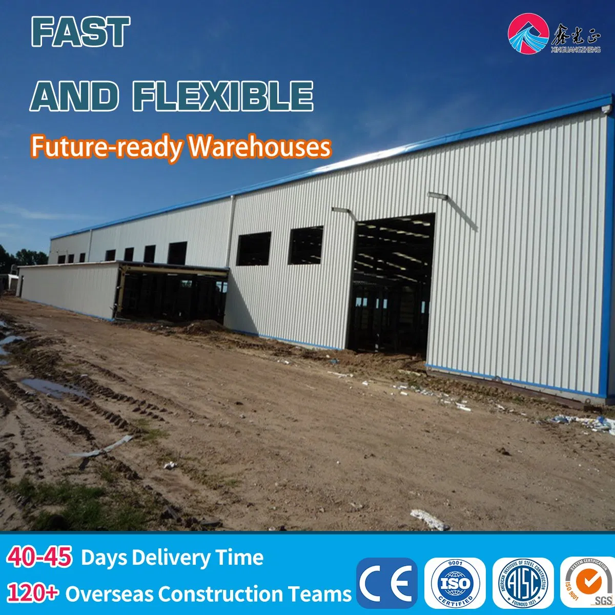 Large Mini Portable Prefabricated Galvanized Portable Light Metal Cold Storage Shed Steel Structure Structural House Exhibition Building Workshop Construction