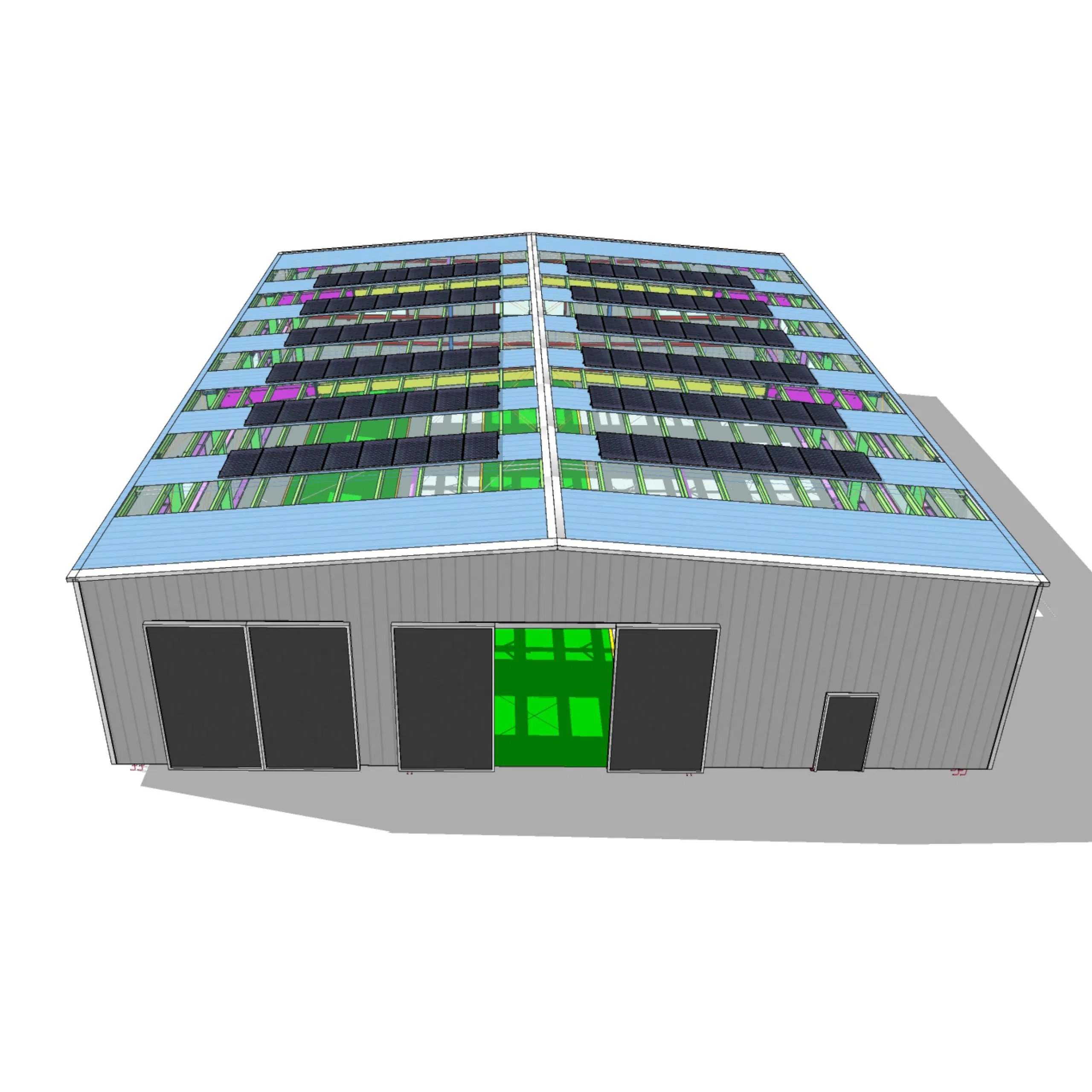 Prefabricated Metal Steel Structure Warehouse Pre-Engineered Light Steel Structure Daylight Aircraft Hangar with Photovoltaic Panel