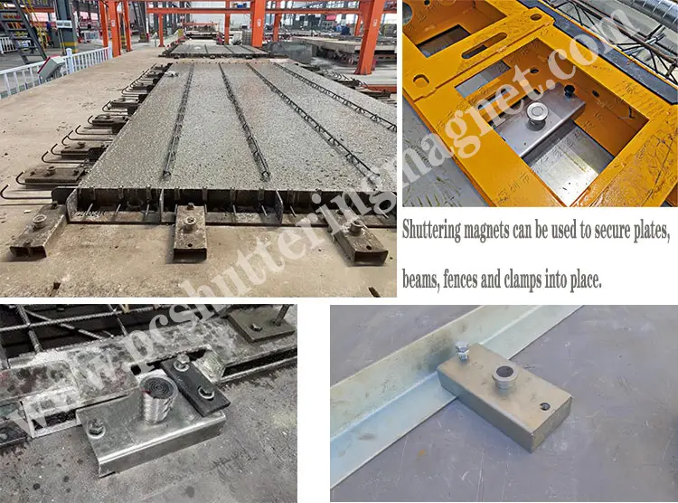 Shuttering magnets for flexible fixing of various steel formwork