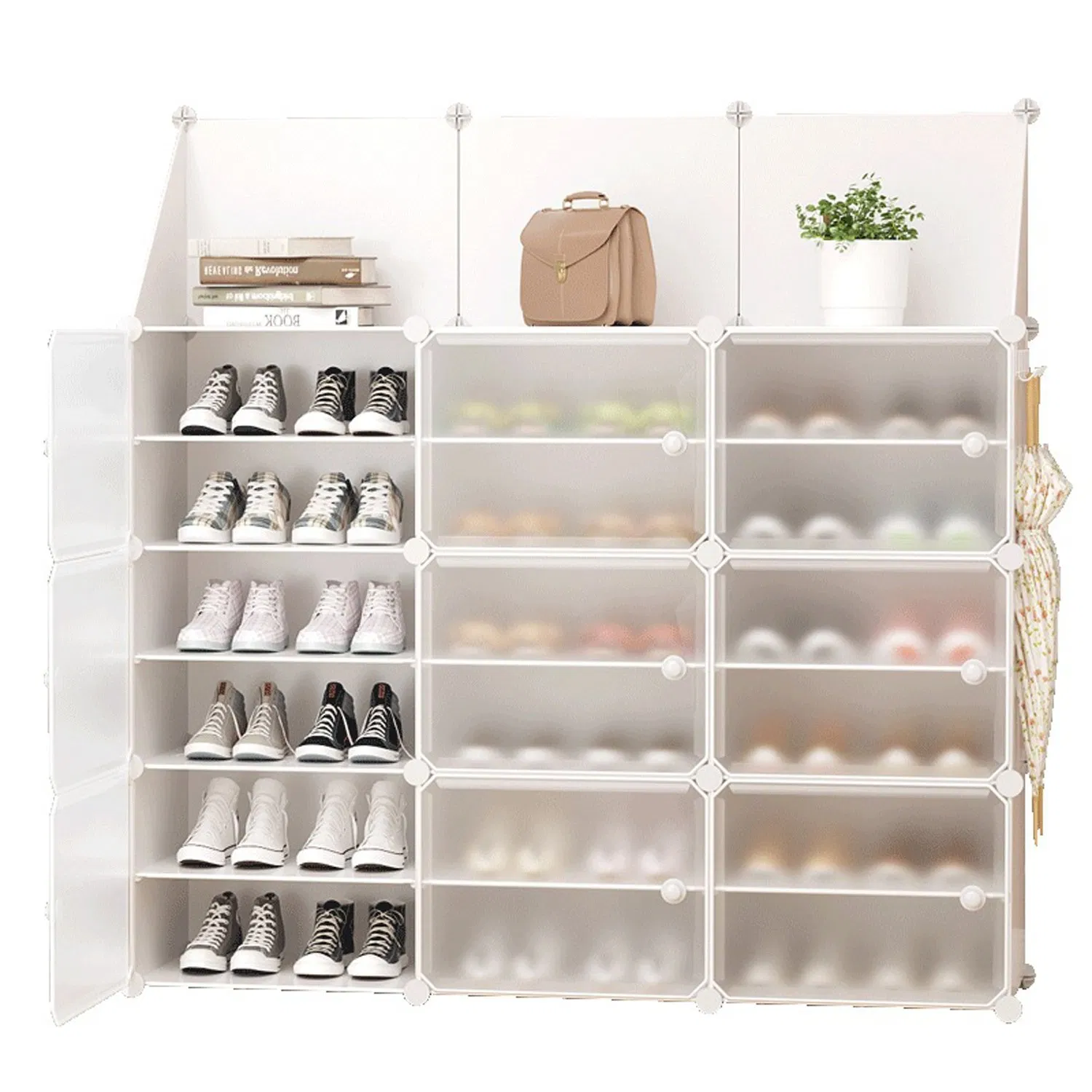 Storage Cabinet Plastic Shelves Organizer Shoe Cabinets for Closet Hallway Bedroom Entryway