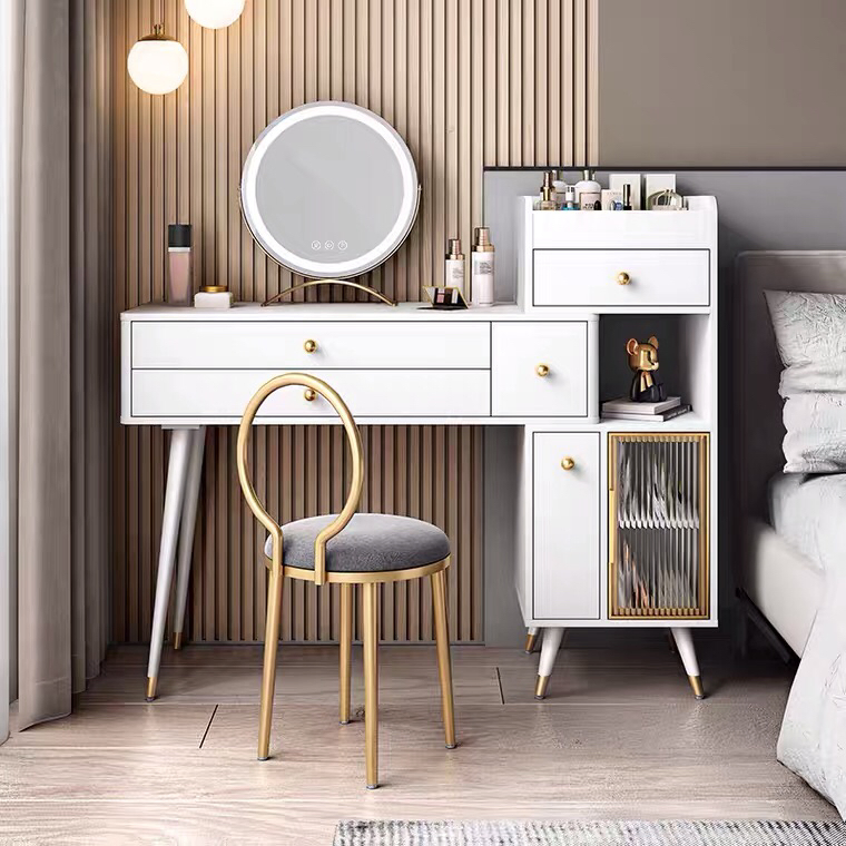 Modern Home Hotel Bedroom Furniture Storage Wooden Dressing Table Dresser with Mirror (UL-22NF0358)