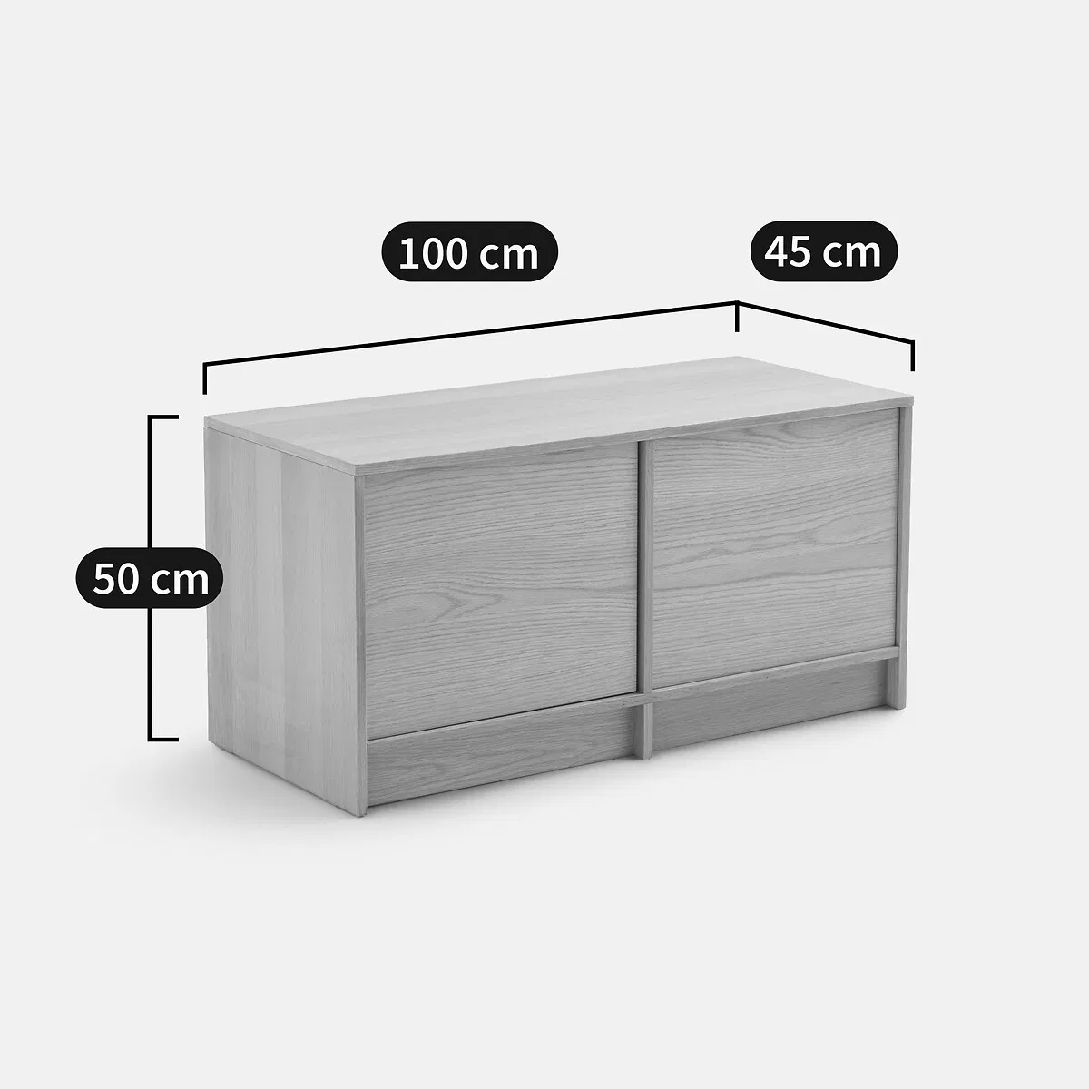 Modern Solid Wood Sideboard with Two Sliding Doors and Open Shelves for Minimalist Dining Room