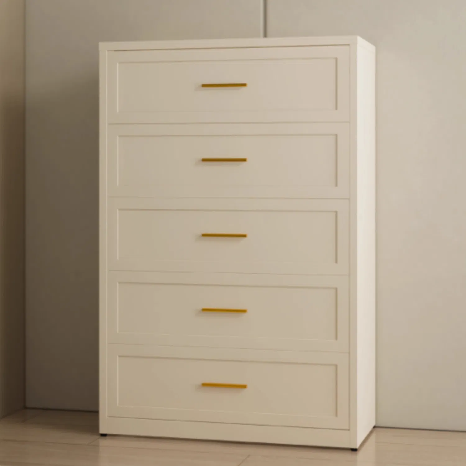 Sturdy Steel Five Drawer Chest with Smooth Sliding Rails for Bedroom Storage