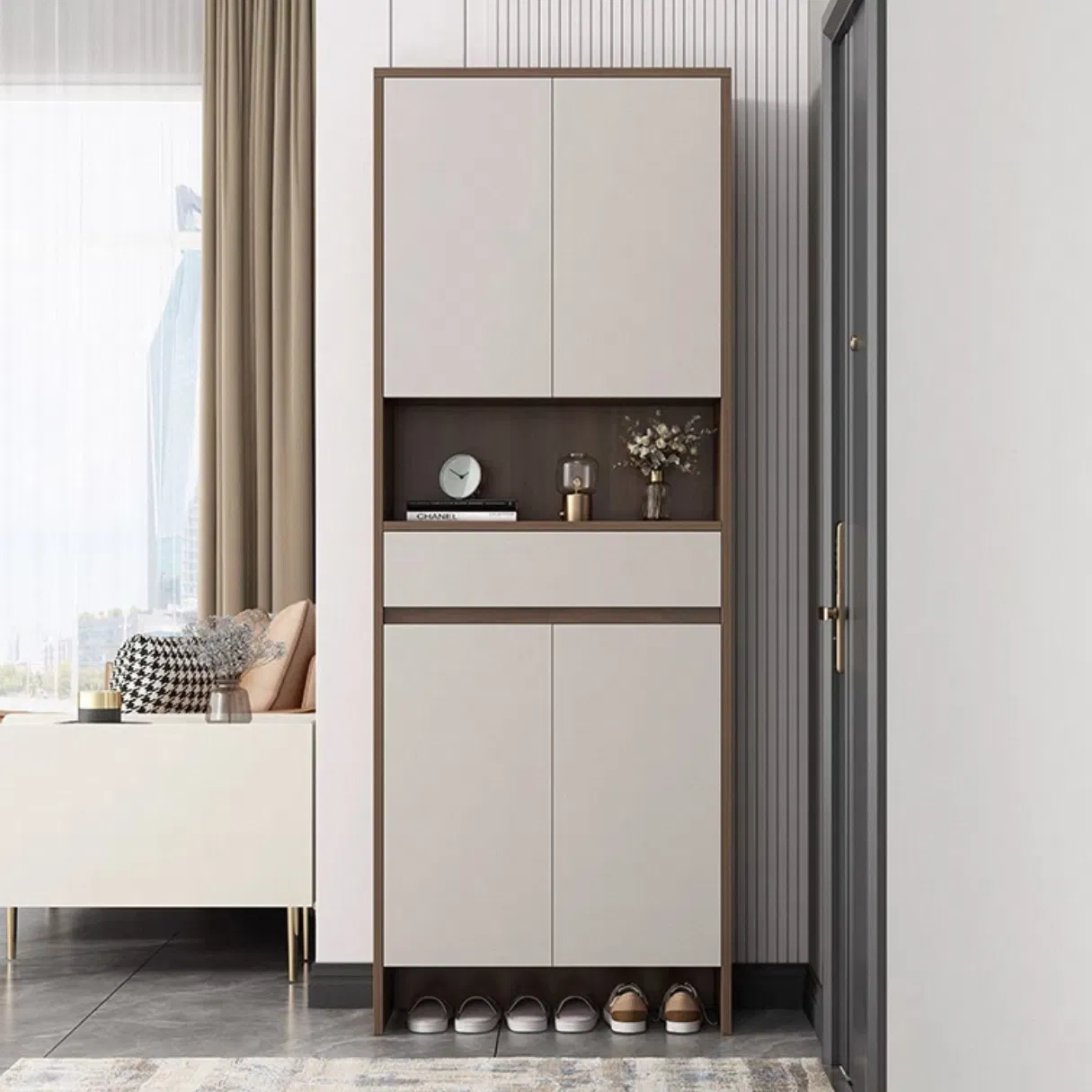 Stylish Solid Wood Shoe Storage Cabinet for Entryway Organization