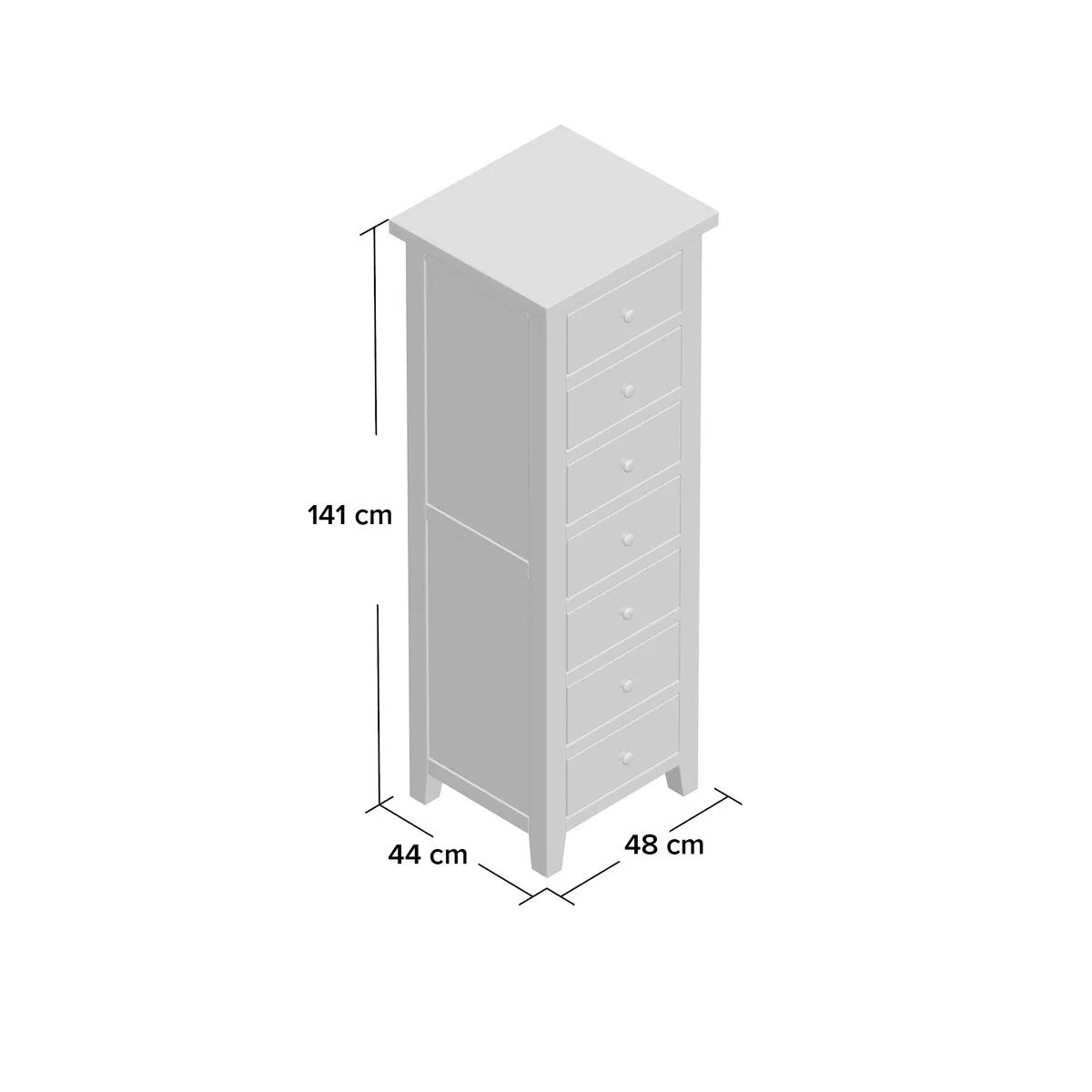 Manufacture Wholesale Bedroom Living Room Hotel Modern 7 Solid Wood Tallboy Chest of Drawers