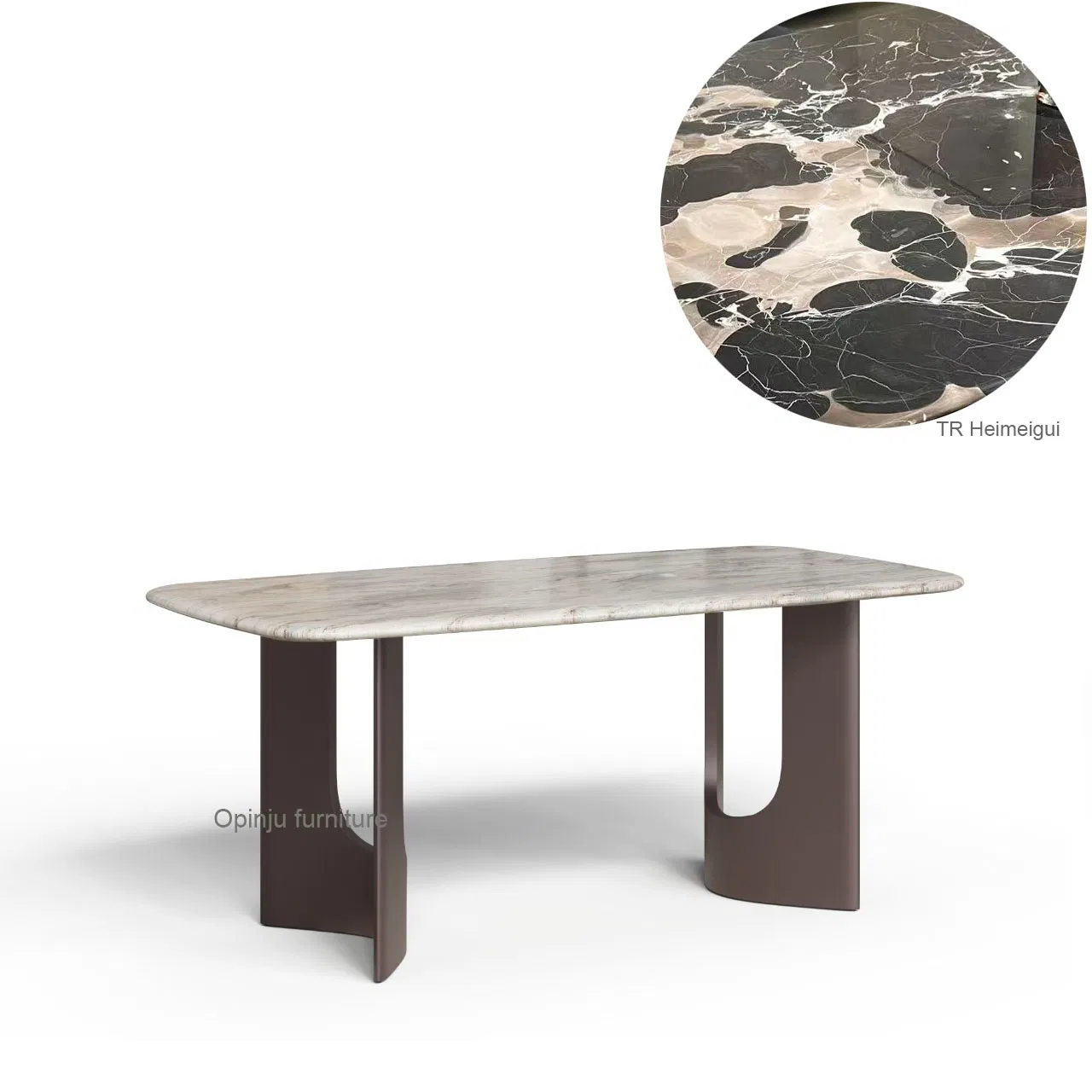 Furniture 010 Luxury Italian Design Dining Room Hotel Restaurant Black Rose Marble Dining Table Set