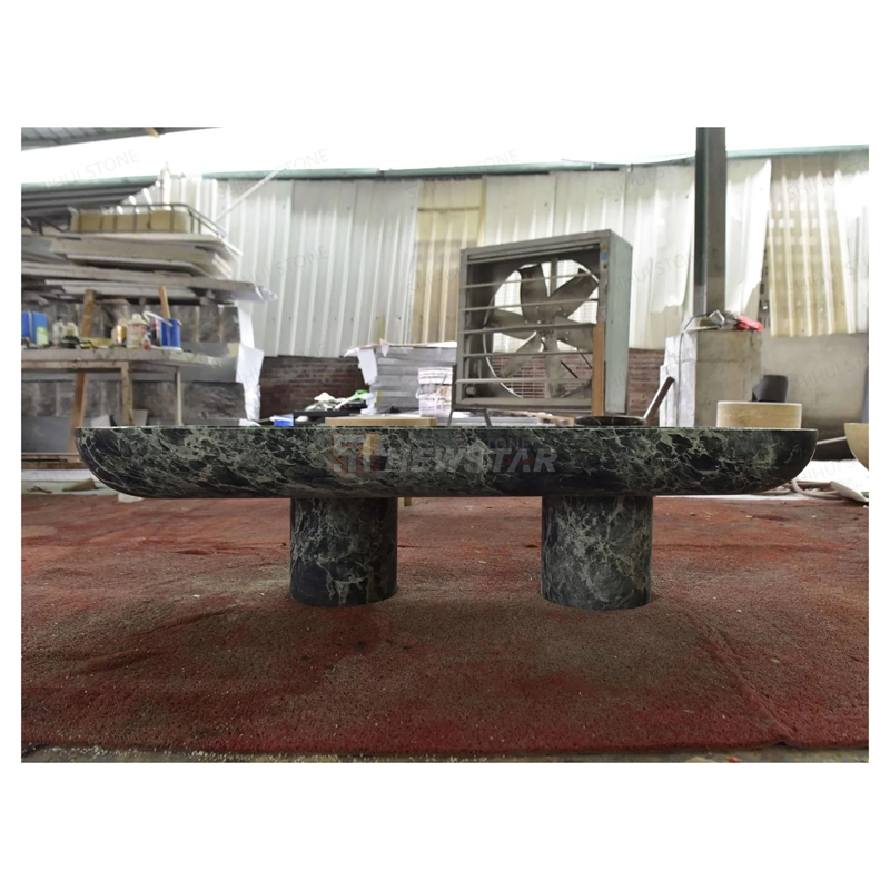 Newstar Hot Selling Modern Design Coffee Table Living Room Furniture Set Natural Verde Alpi Green Marble Coffee Table