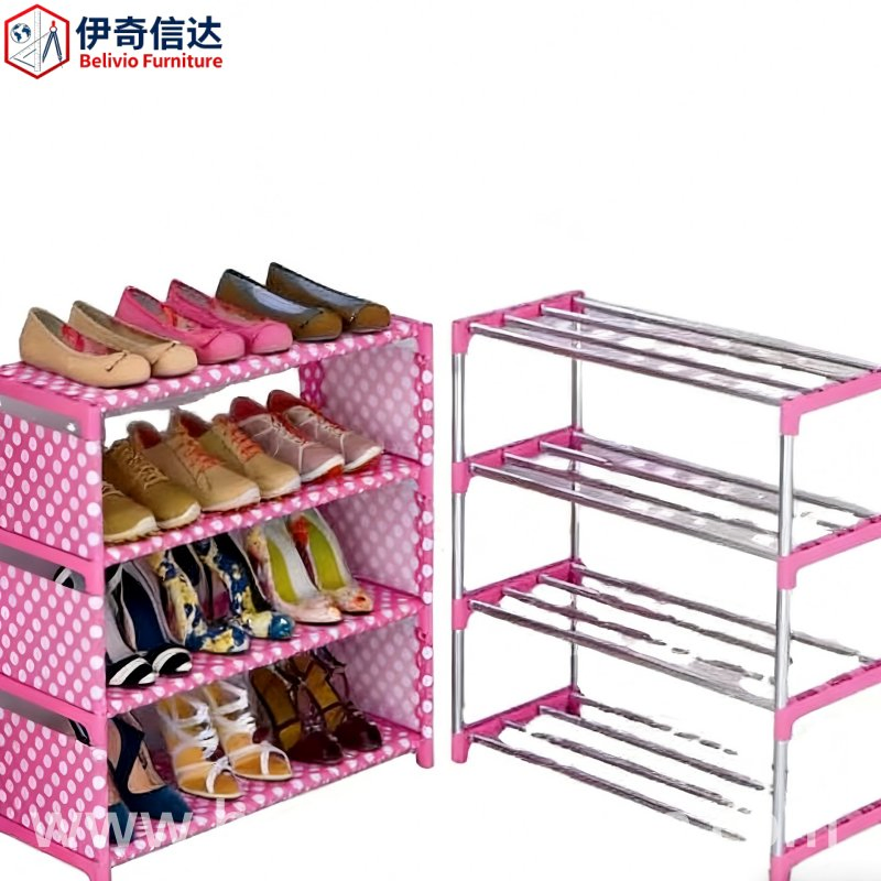 Modern DIY Multi-Layer Steel Pipe Shoe Rack, Space-Saving Metal Shoe Cabinet for Entryway and Living Room Storage