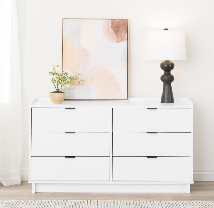 Sleek White Storage Chest for Bedroom with 6 Drawer Space
