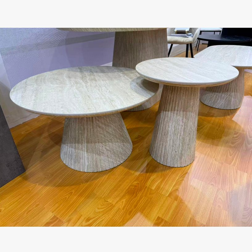 Set of 2 Coffee Table for Living Room Wooden Base Table Side Desk