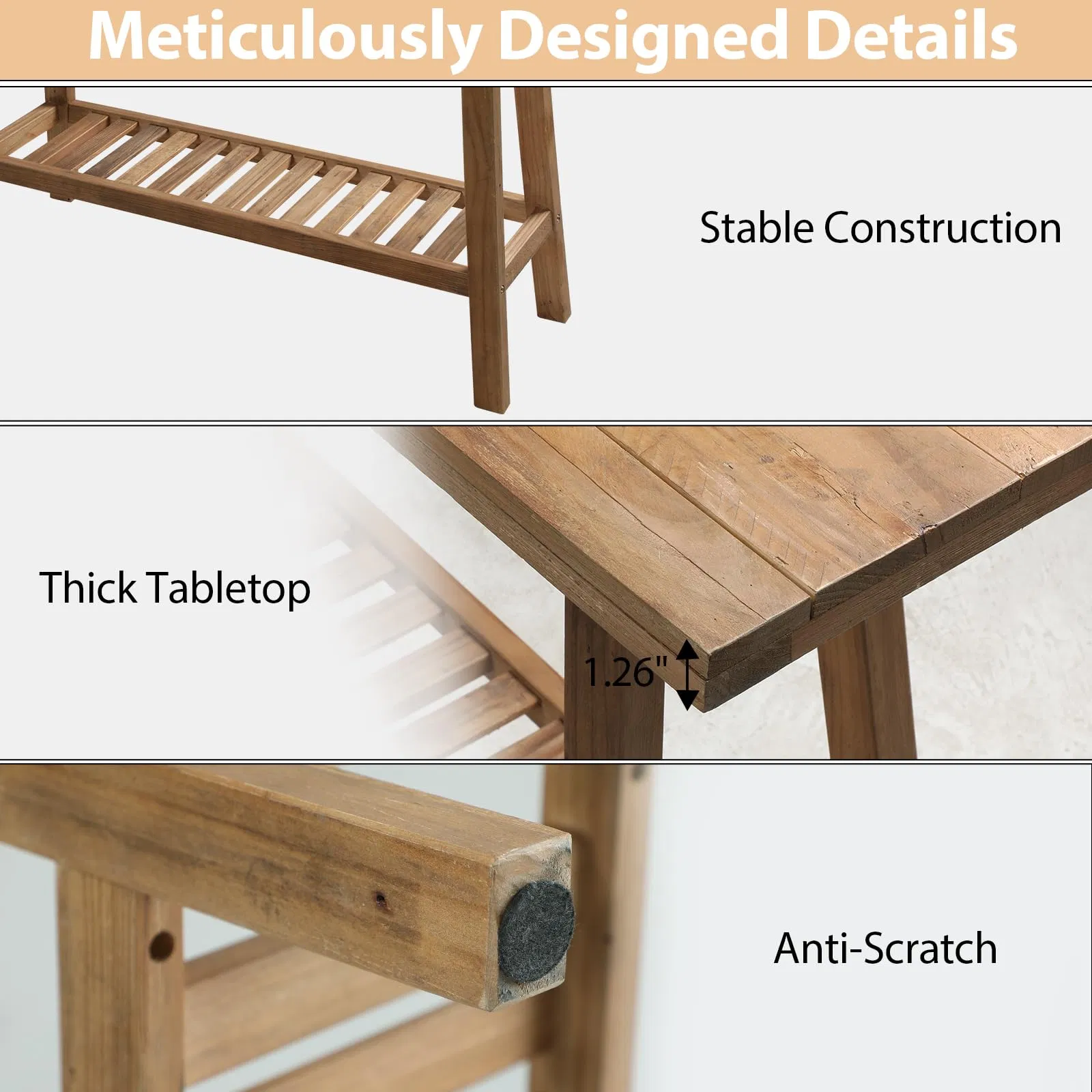 Rustic Reclaimed Solid Wood Entryway Bench with Storage Shelf for Hallway, Kitchen, Bedroom and Dining Room, Farmhouse Bench