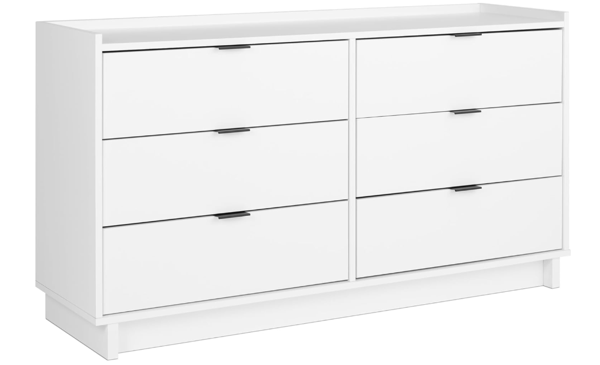 Sleek White Storage Chest for Bedroom with 6 Drawer Space
