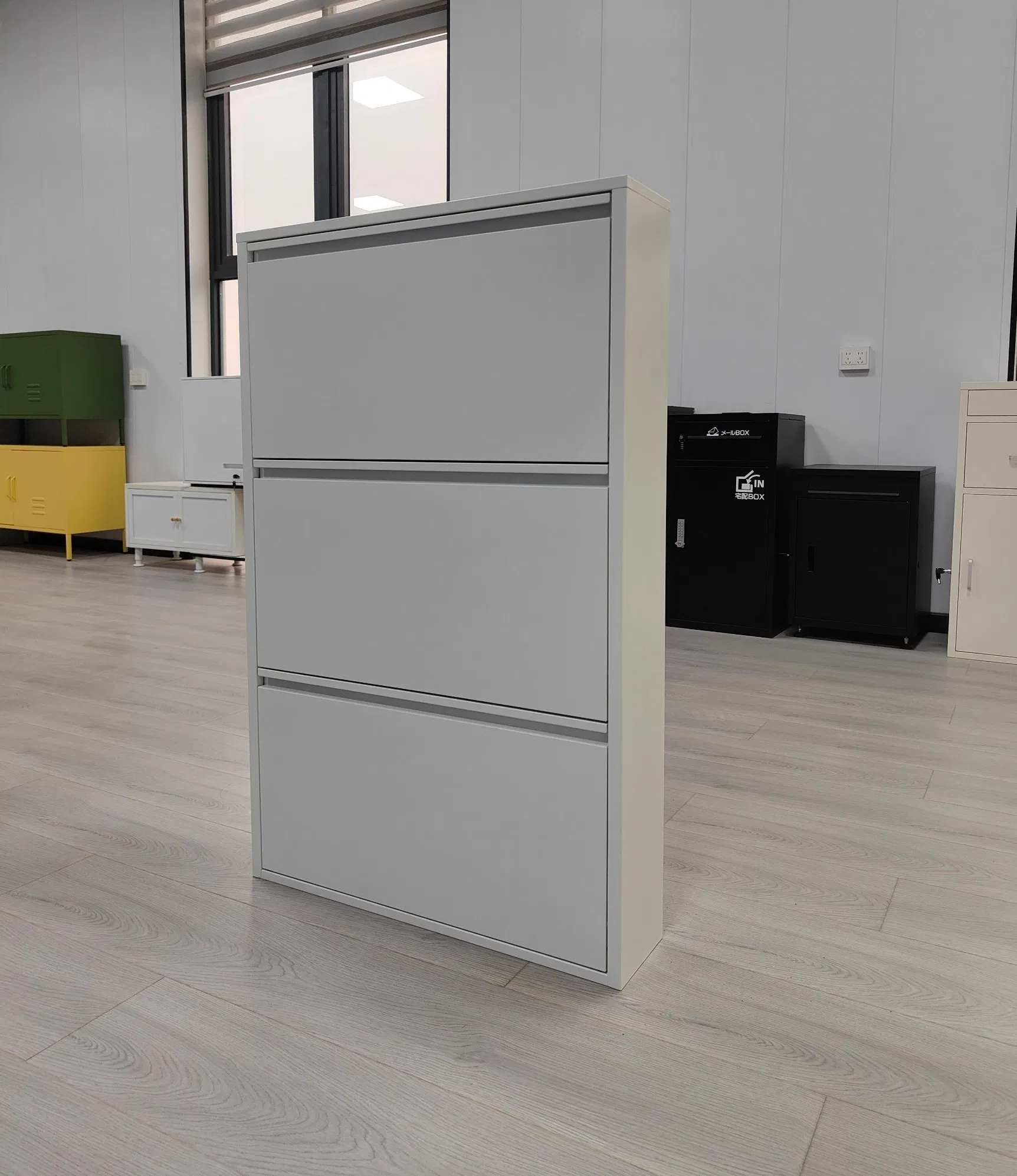 Industrial Style Flip Drawer Wooden Modern Slim Entryway Shoe Cabinet Organizer