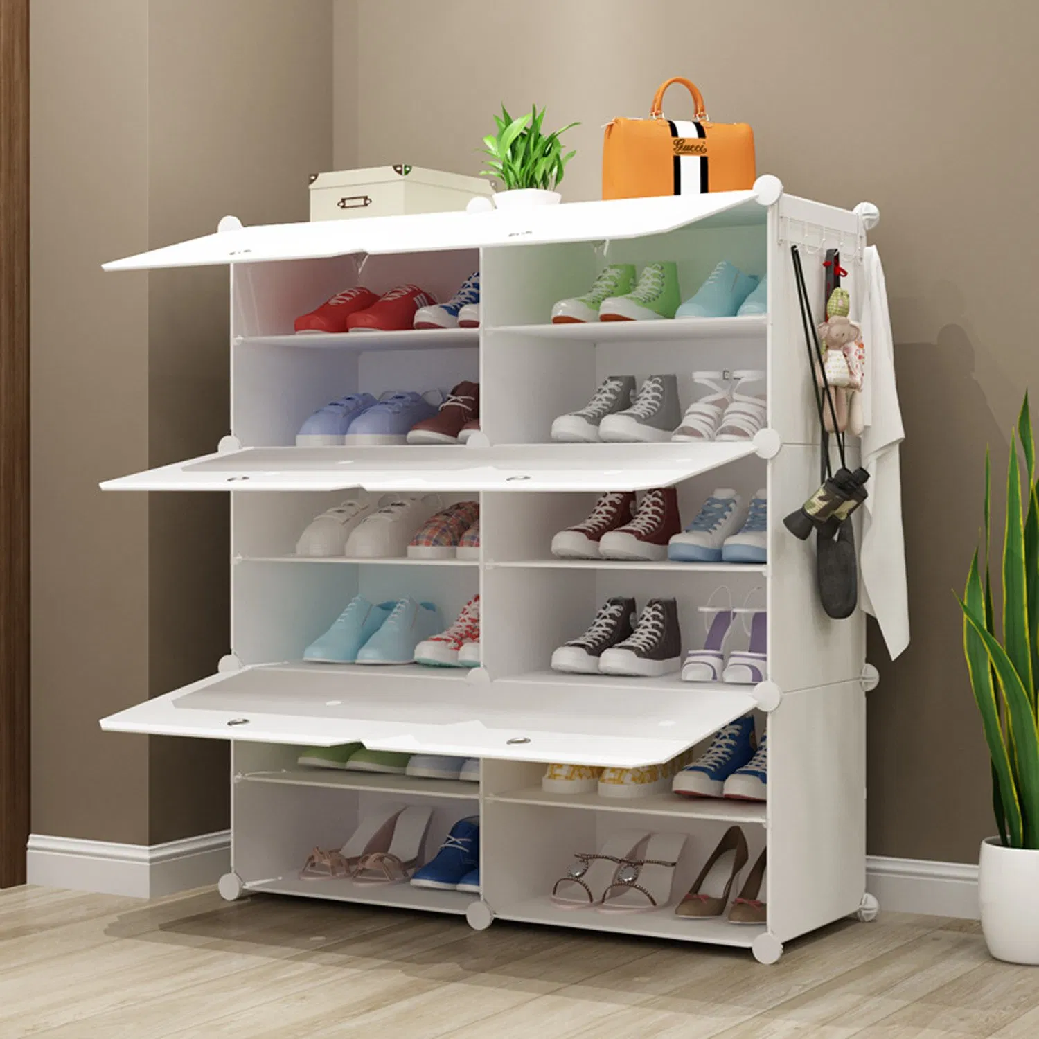 Storage Cabinet Plastic Shelves Organizer Shoe Cabinets for Closet Hallway Bedroom Entryway