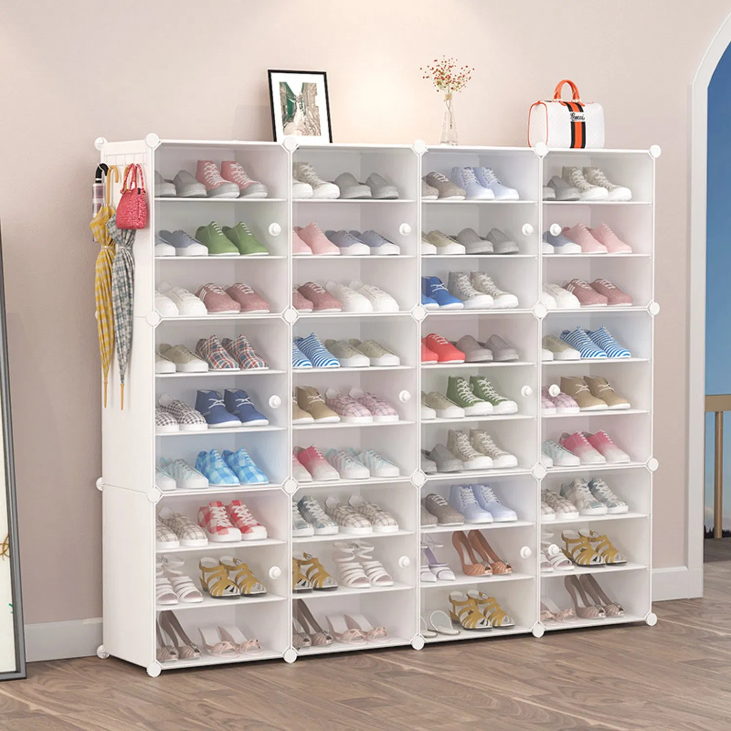 Storage Cabinet Plastic Shelves Organizer Shoe Cabinets for Closet Hallway Bedroom Entryway