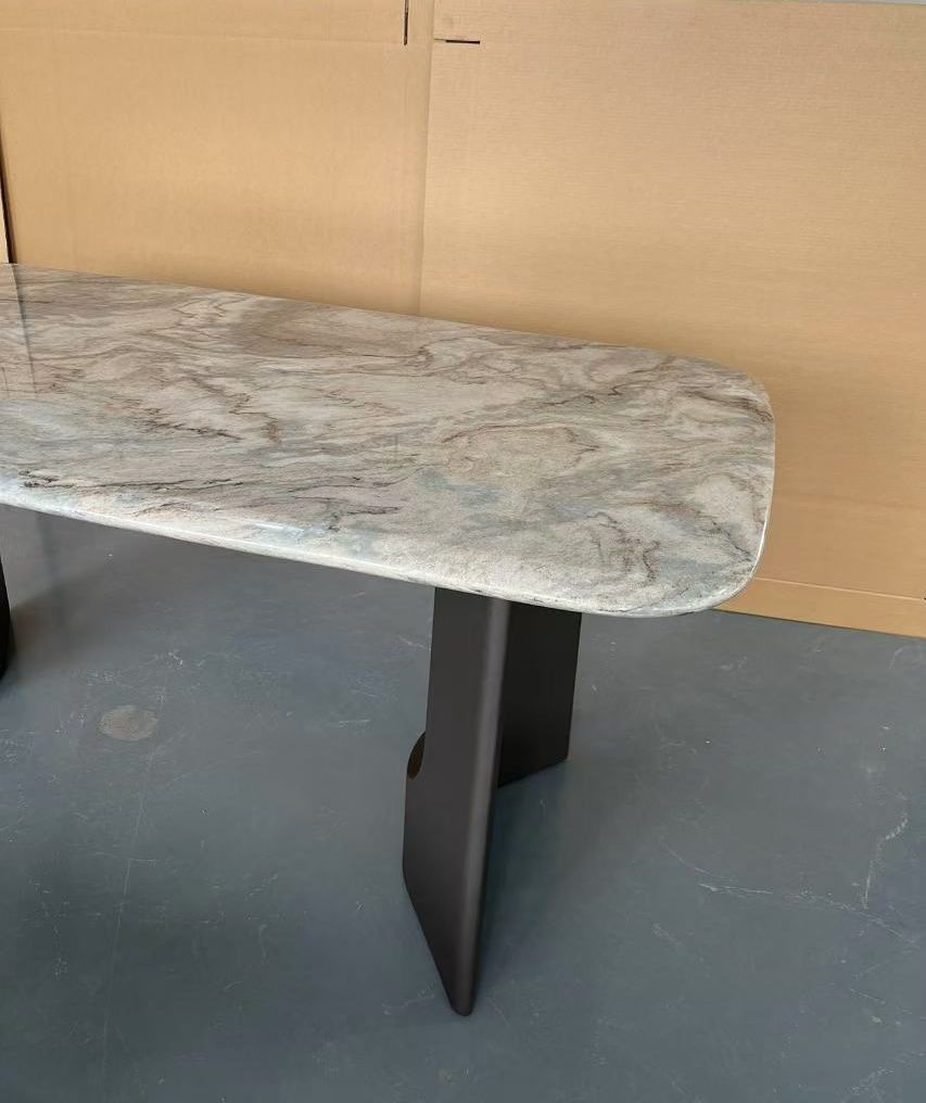 Furniture 010 Luxury Italian Design Dining Room Hotel Restaurant Black Rose Marble Dining Table Set